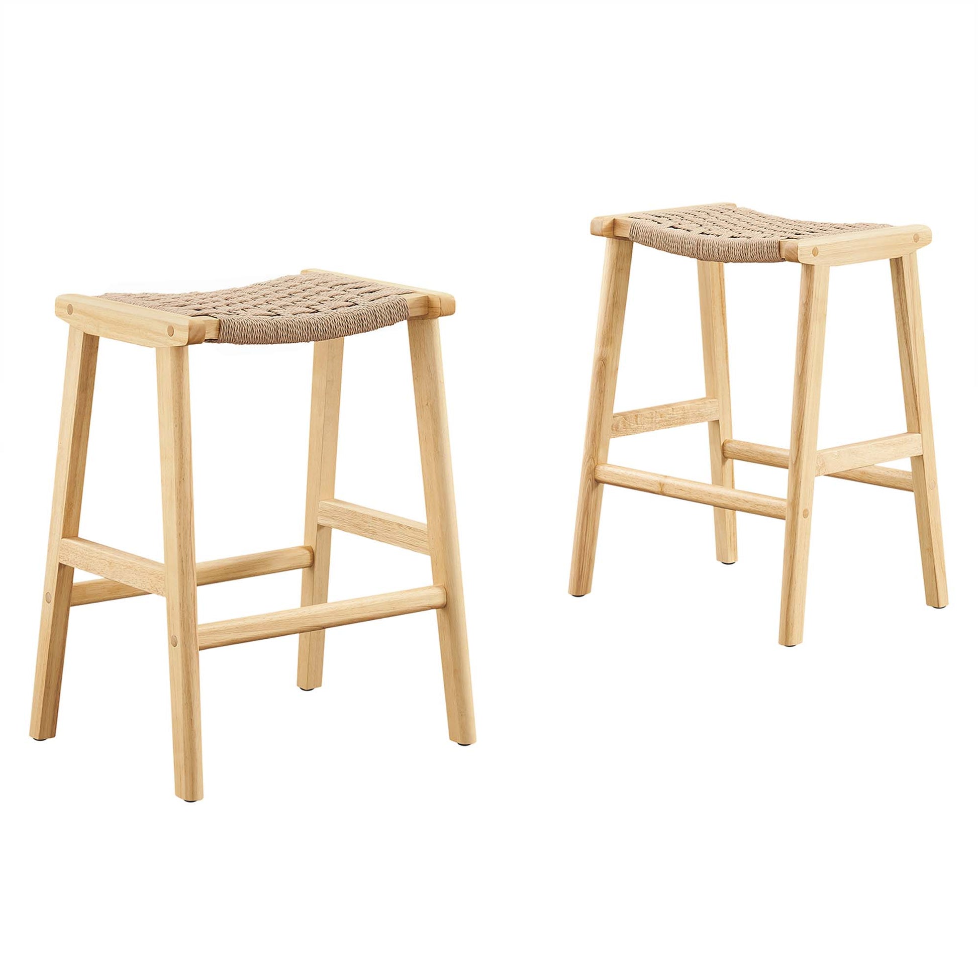 Saoirse Woven Rope Wood Counter Stool - Set of 2 - Natural Natural