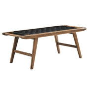 Saoirse 47" Faux Leather Wood Bench - Walnut Black