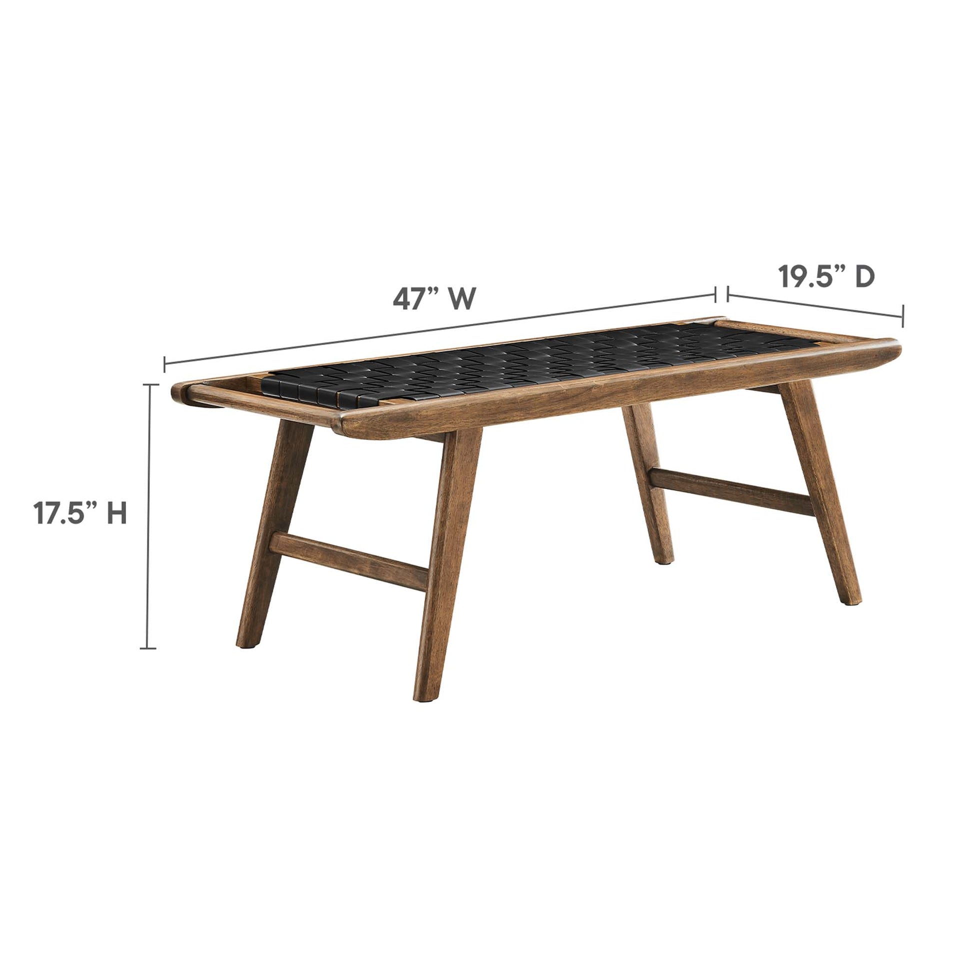 Saoirse 47" Faux Leather Wood Bench - Walnut Brown