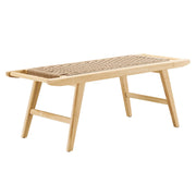 Saoirse 47" Woven Rope Wood Bench - Natural Natural