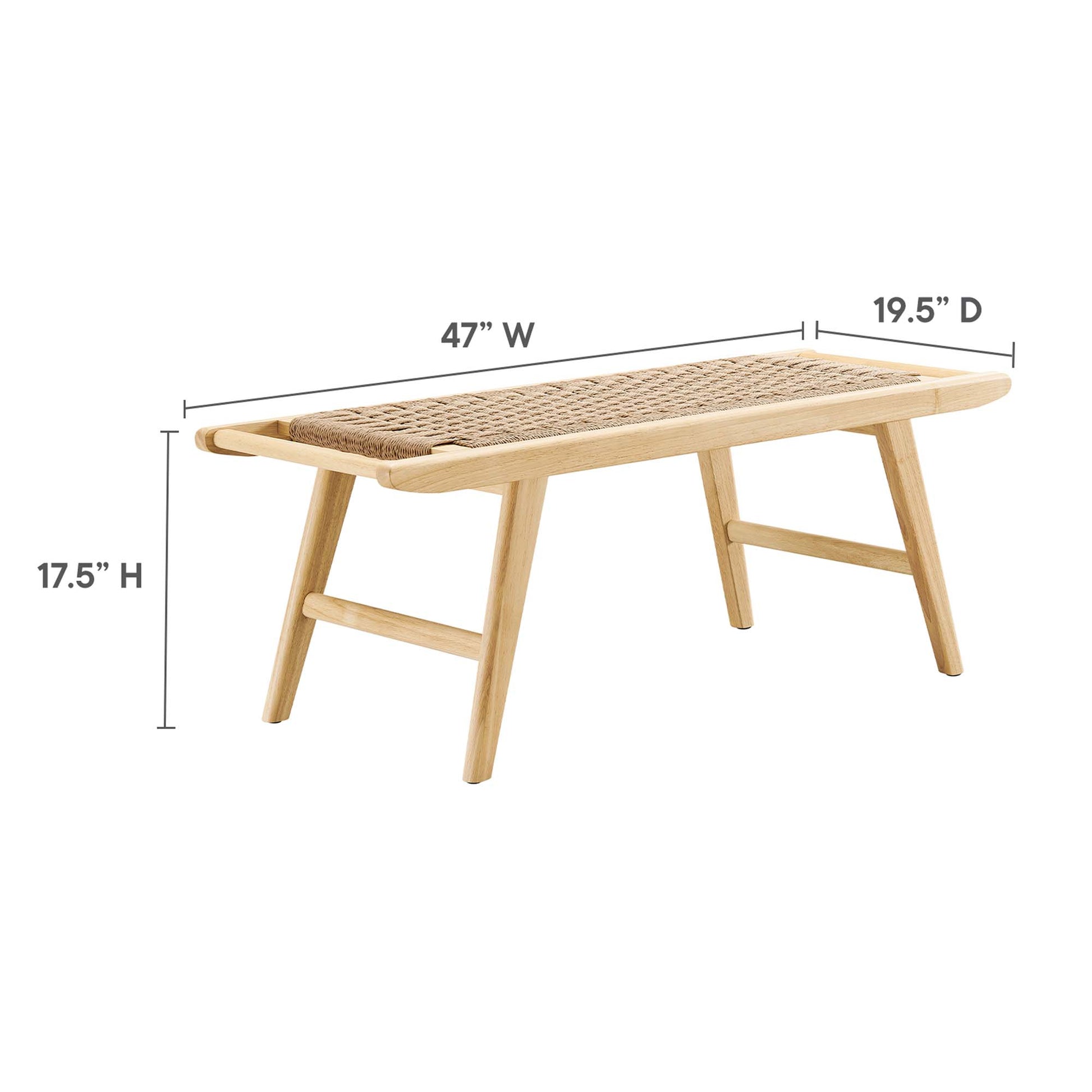 Saoirse 47" Woven Rope Wood Bench - Walnut Natural