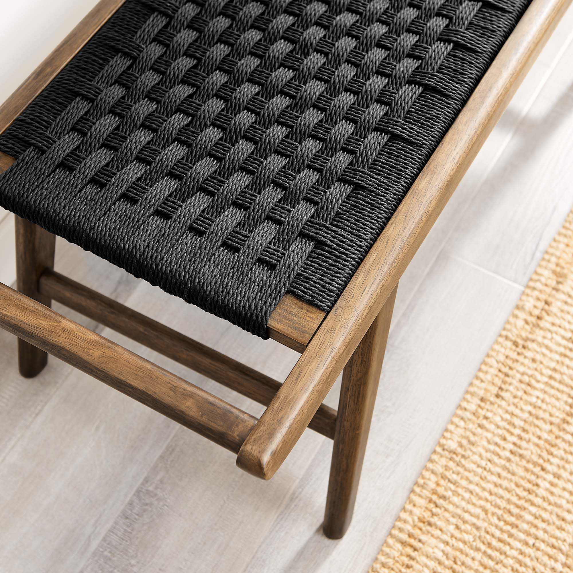 Saoirse 47" Woven Rope Wood Bench