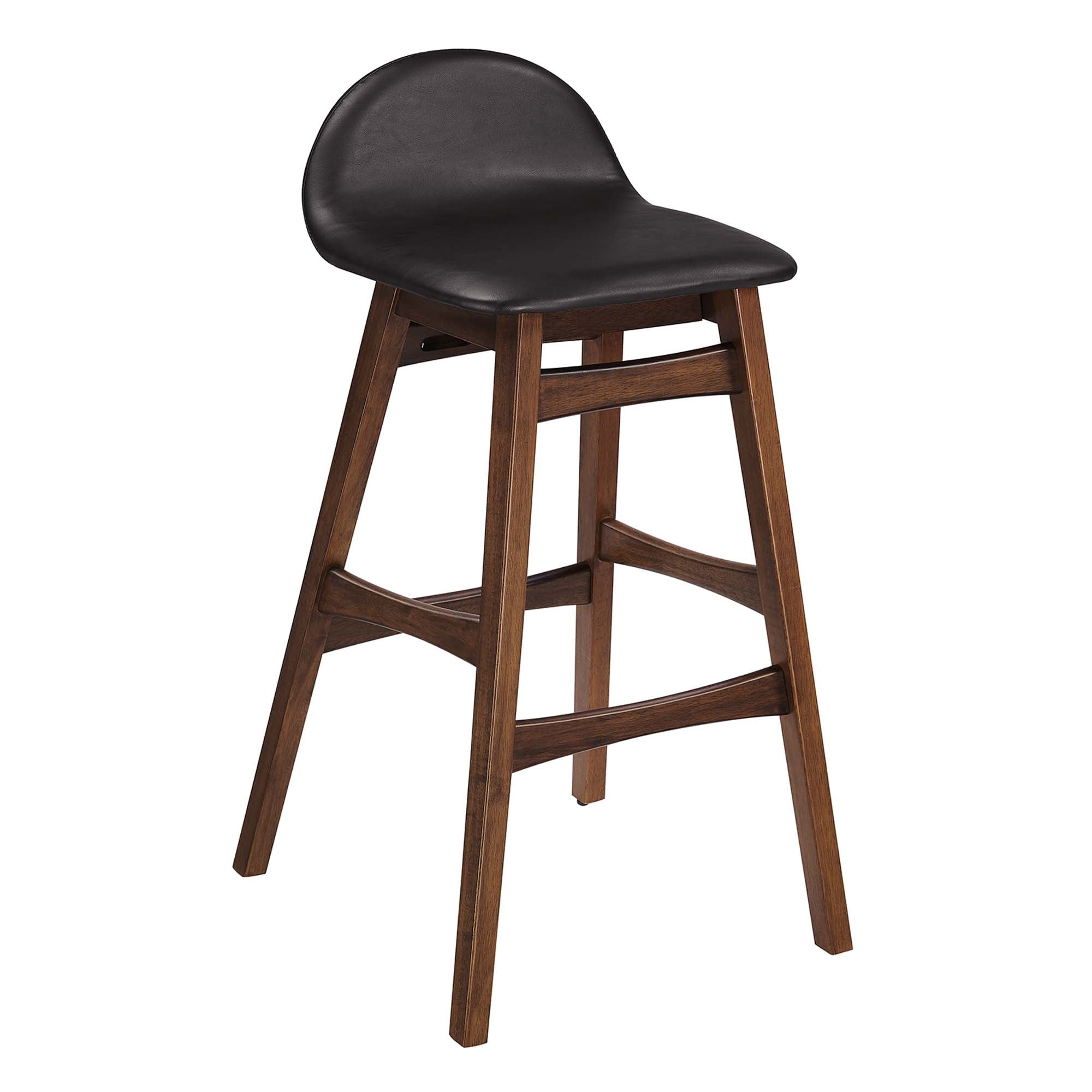 Juno Vegan Leather Wood Bar Stool - Set of 2 - Brown