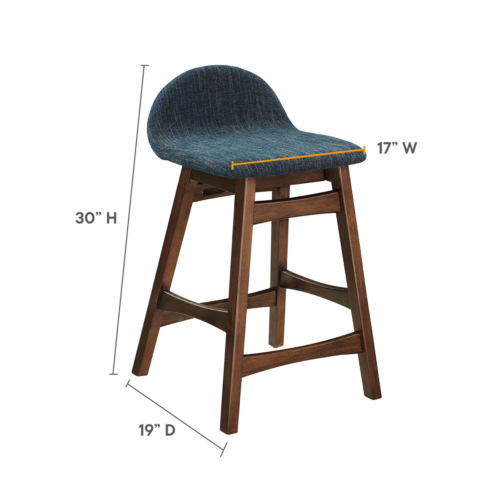 Juno Heathered Fabric Wood Counter Stool - Set of 2 - Ivory Fabric