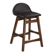 Juno Vegan Leather Wood Counter Stool - Set of 2 - Brown