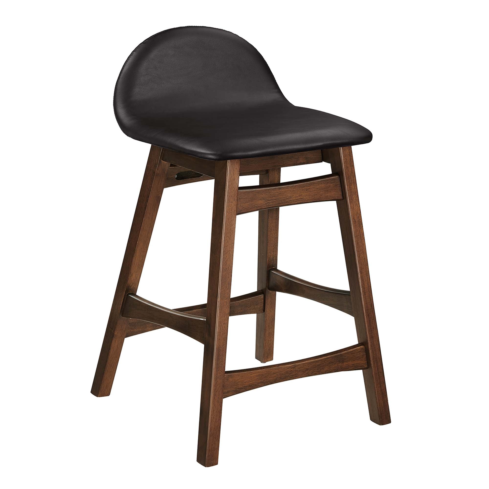 Juno Vegan Leather Wood Counter Stool - Set of 2 - Brown