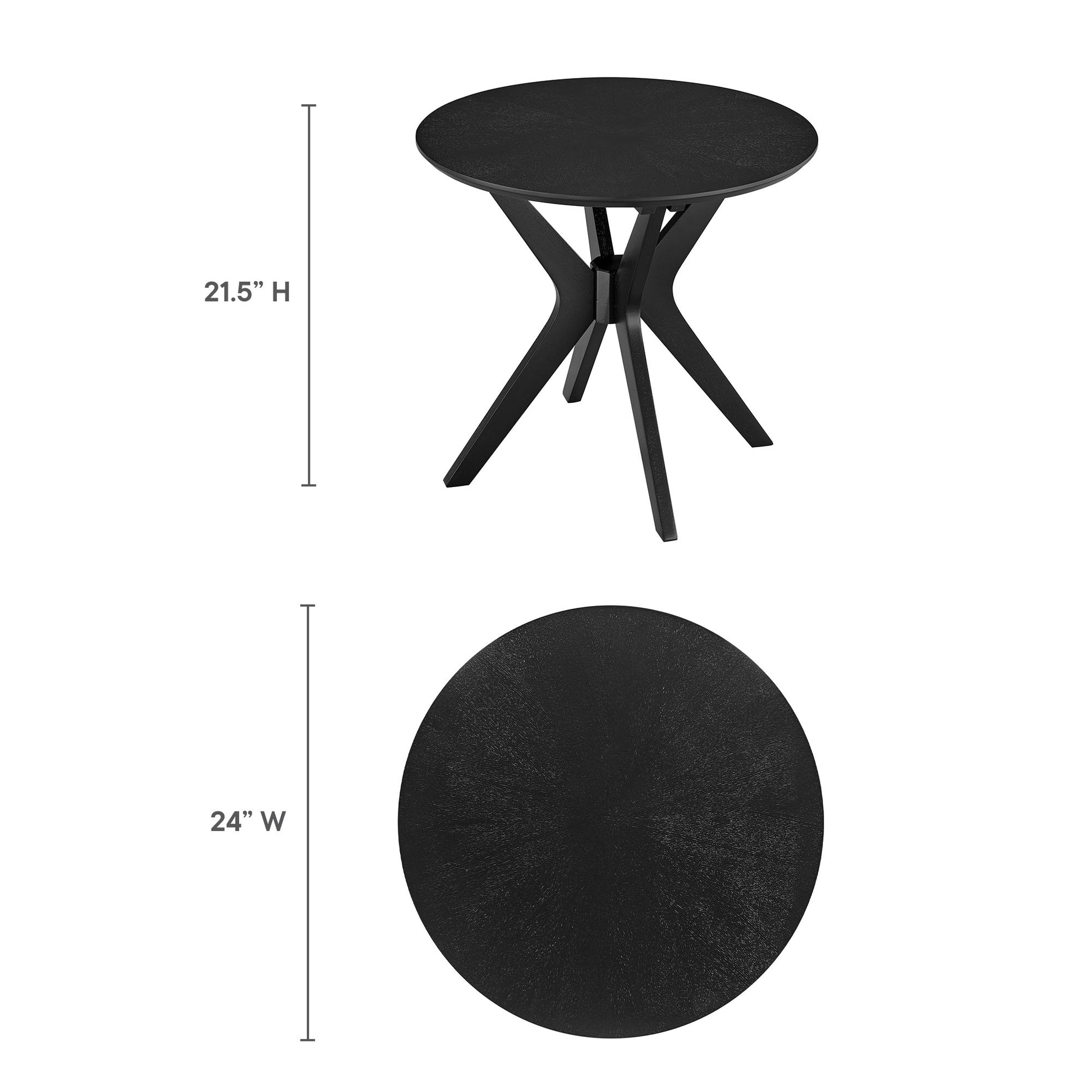 Crossroads 24” Round Wood Side Table - Walnut