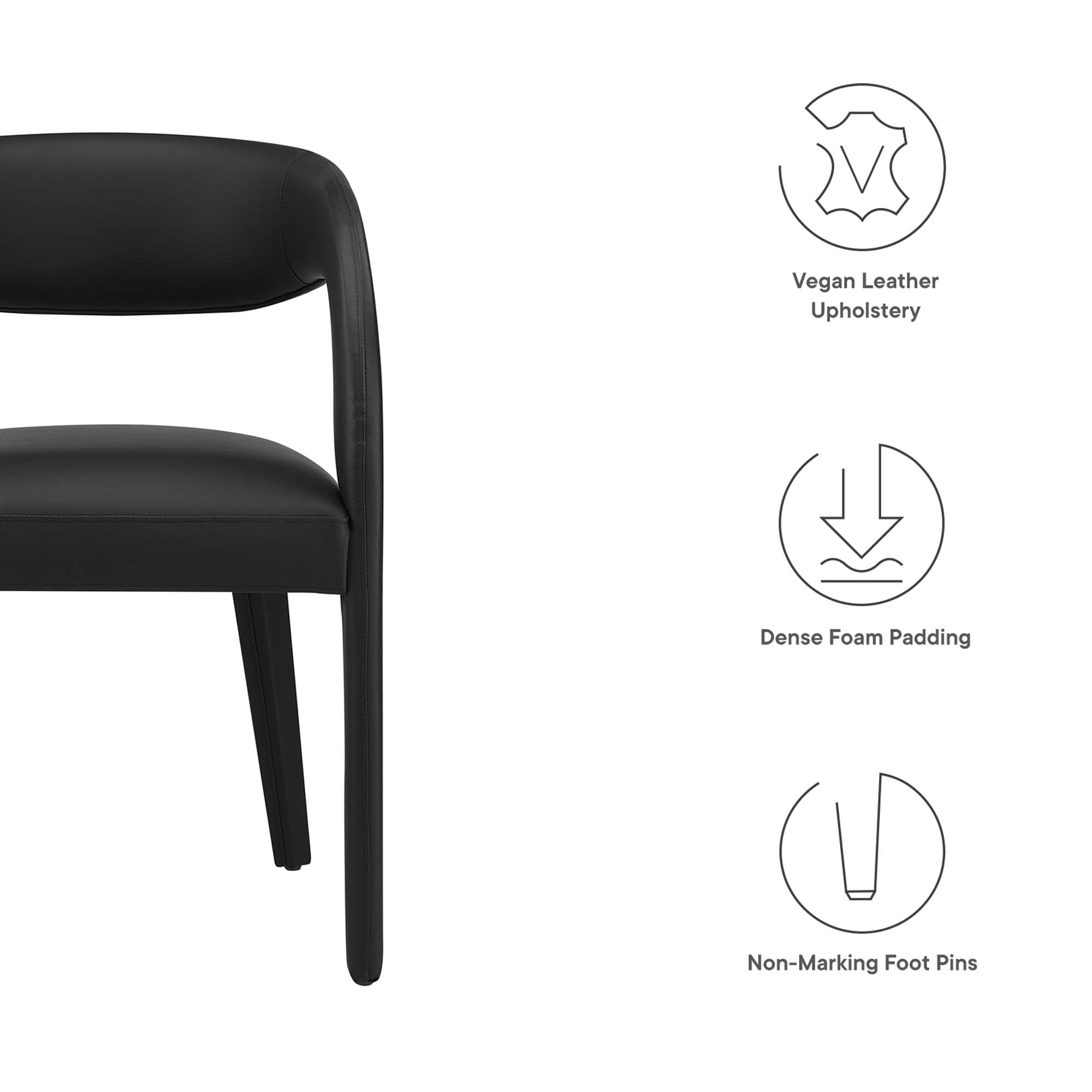 Pinnacle Vegan Leather Dining Chair Set of 2 - Tan
