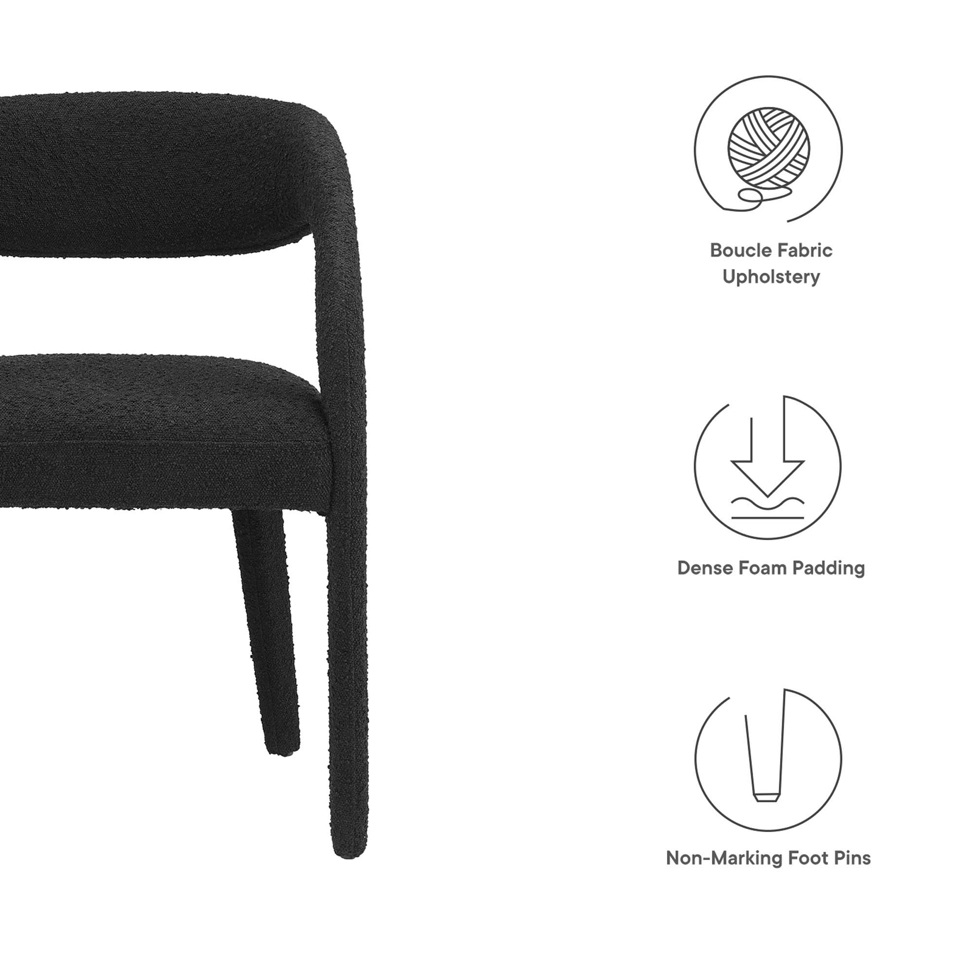 Pinnacle Boucle Upholstered Dining Chair Set of 2 - Ivory
