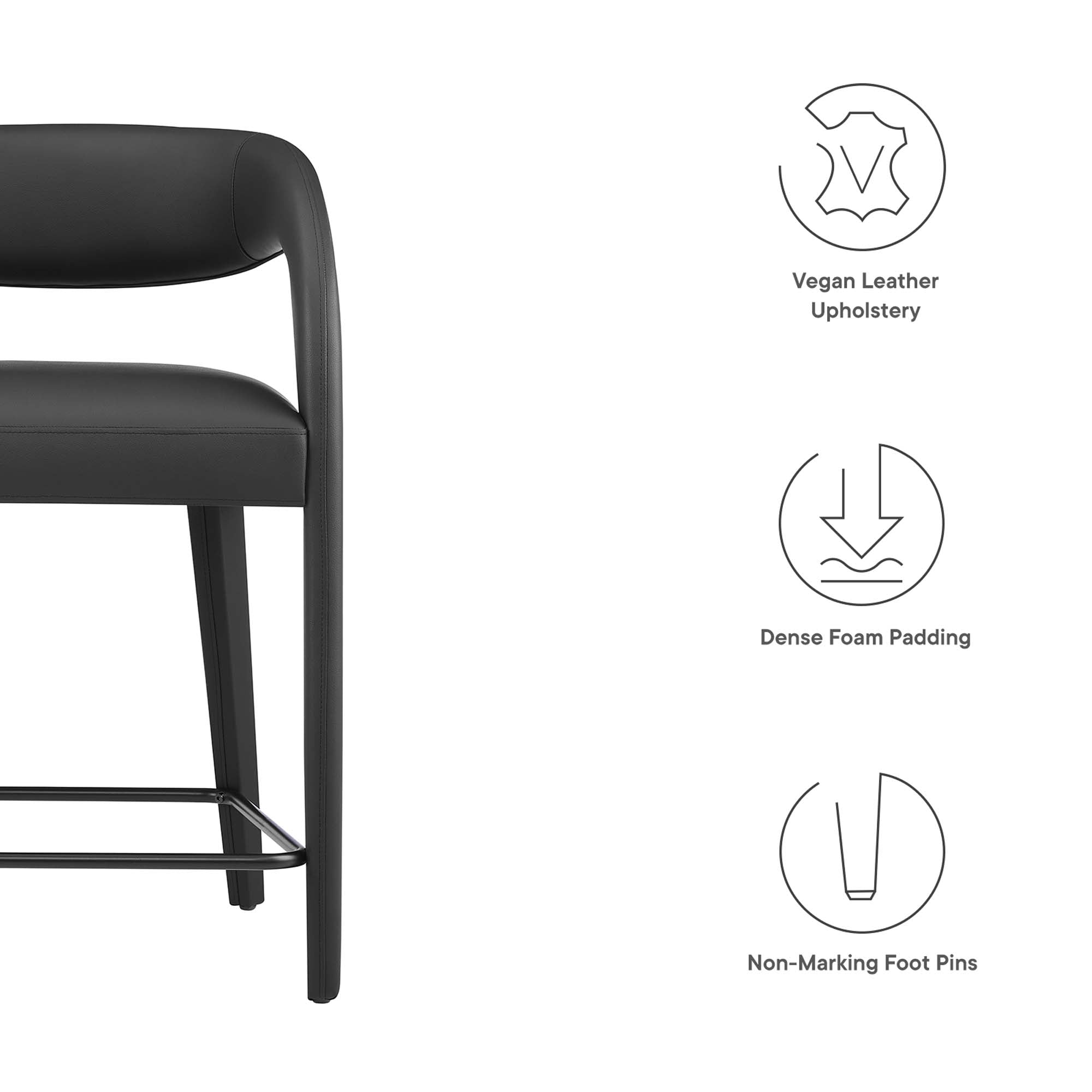 Pinnacle Vegan Leather Counter Stool Set of Two - Tan Silver