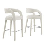 Pinnacle Boucle Upholstered Bar Stool Set of 2 - Ivory Silver