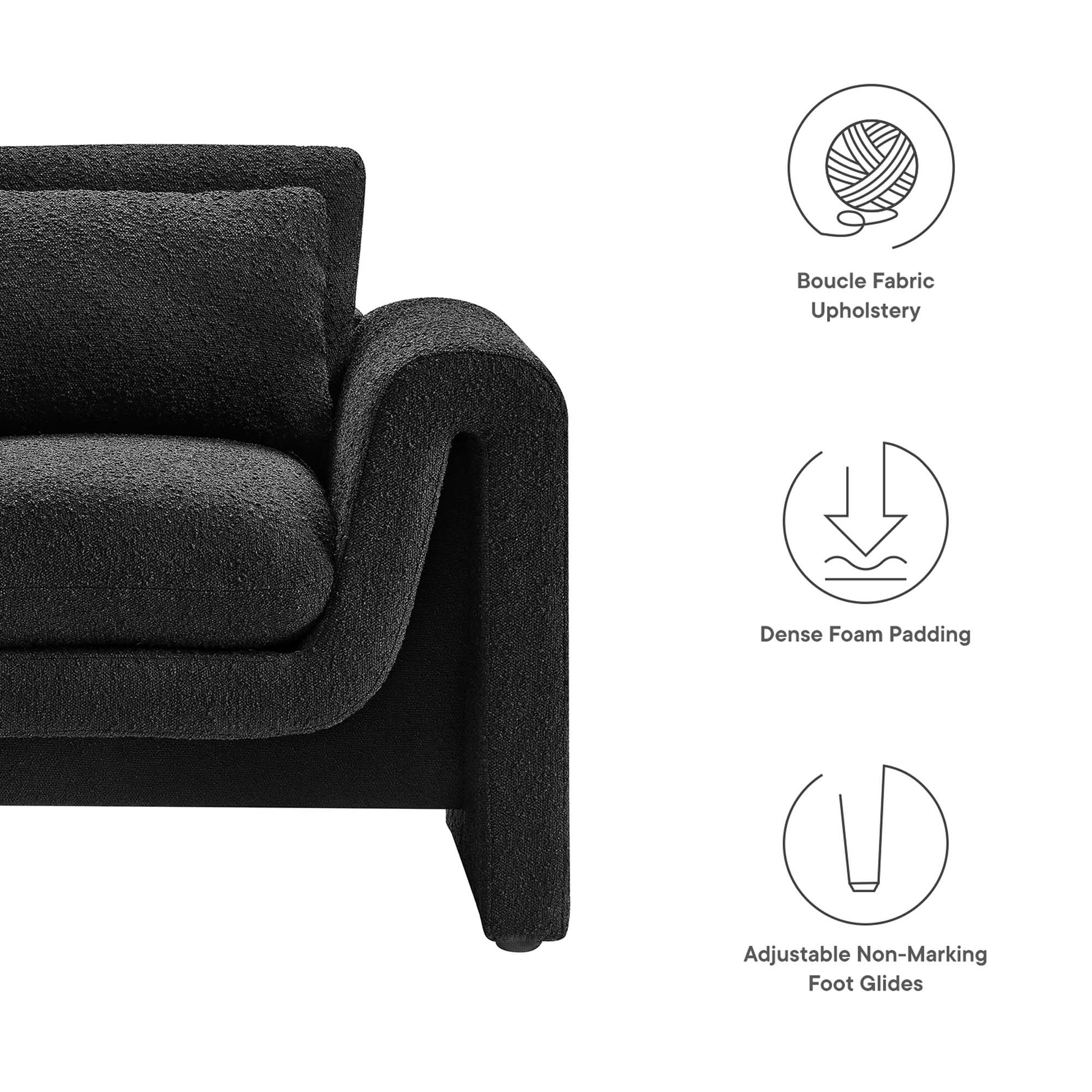 Waverly Boucle Upholstered Armchair - Ivory