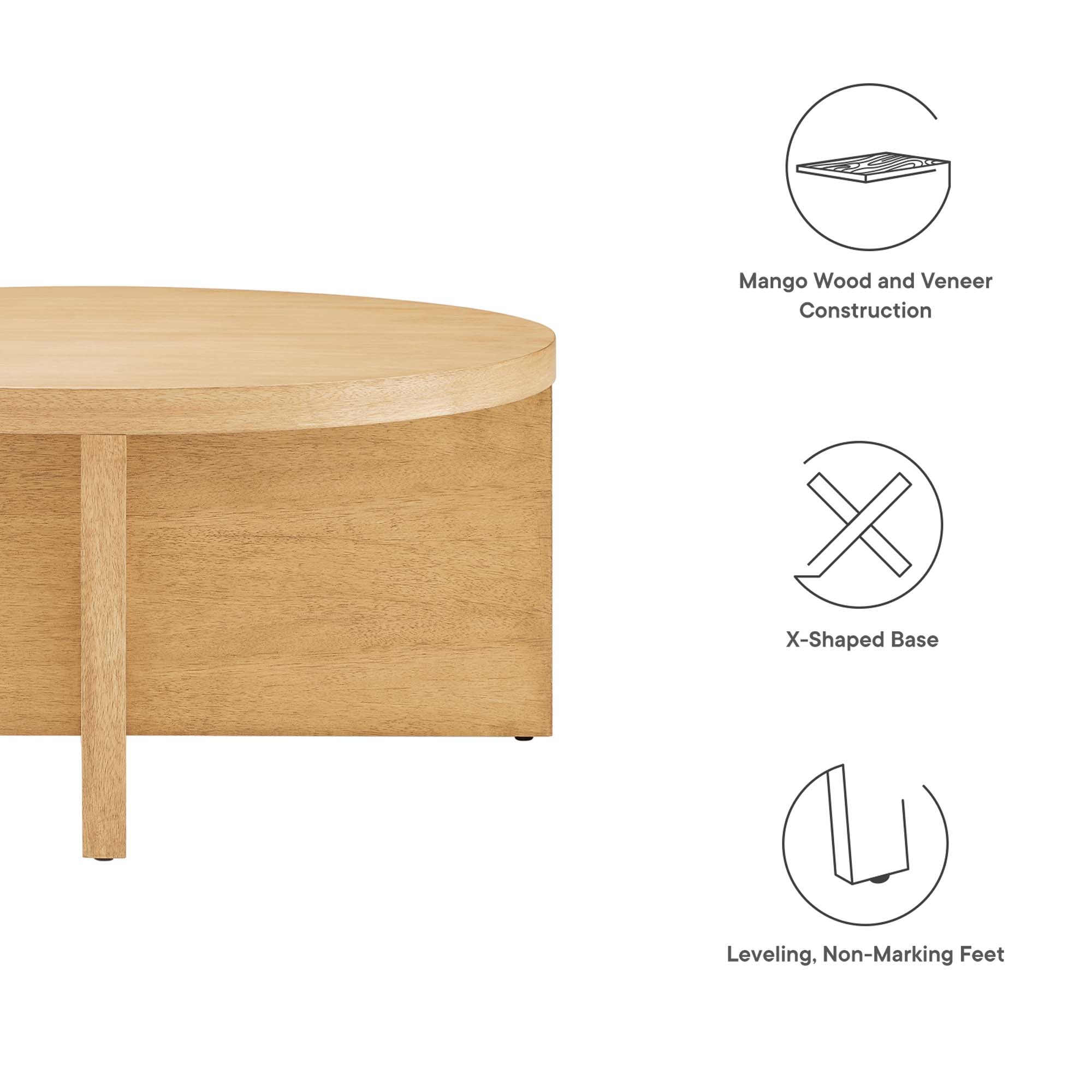 Silas Round Wood Coffee Table - Walnut