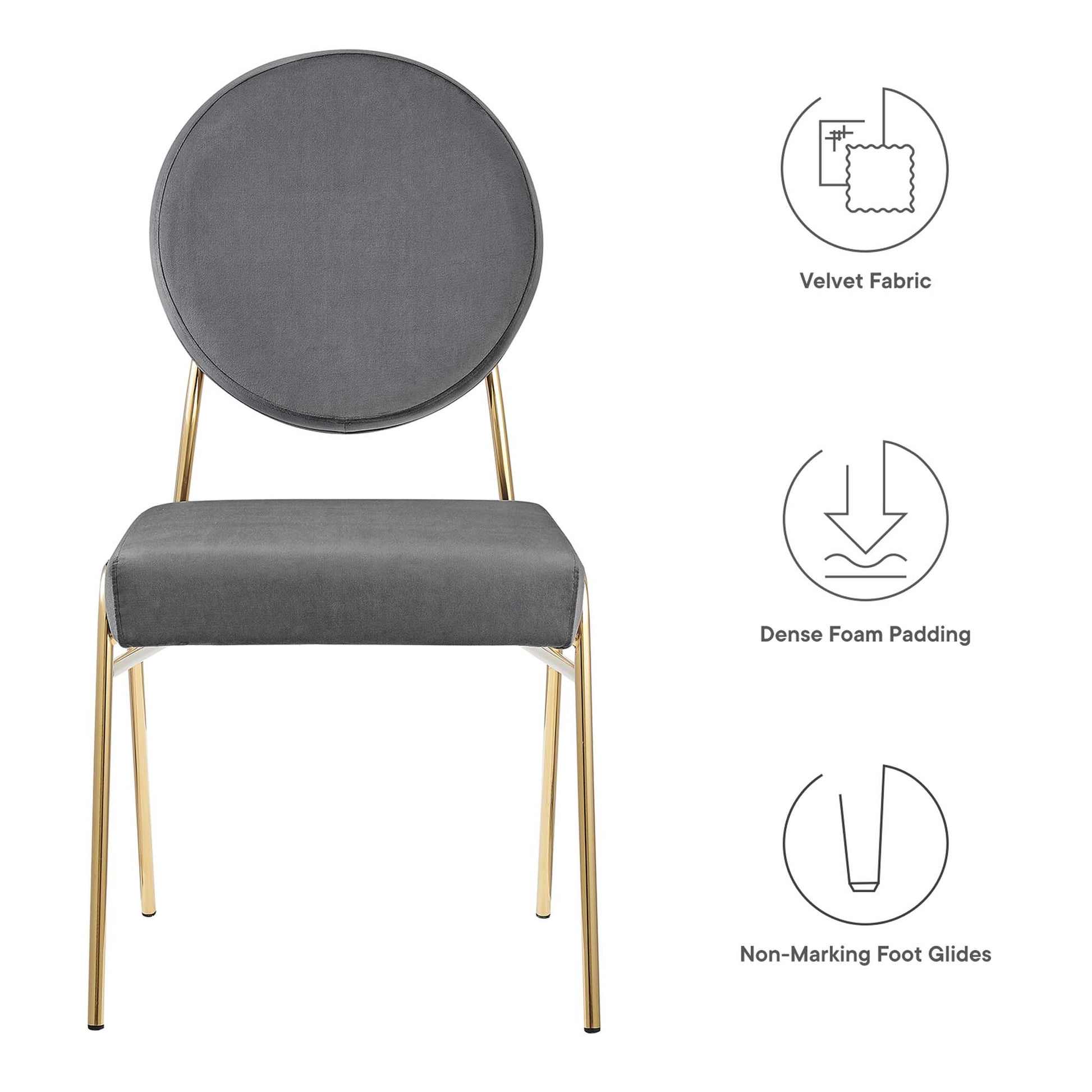 Craft Performance Velvet Dining Side Chairs Set of 2 - Gold Navy