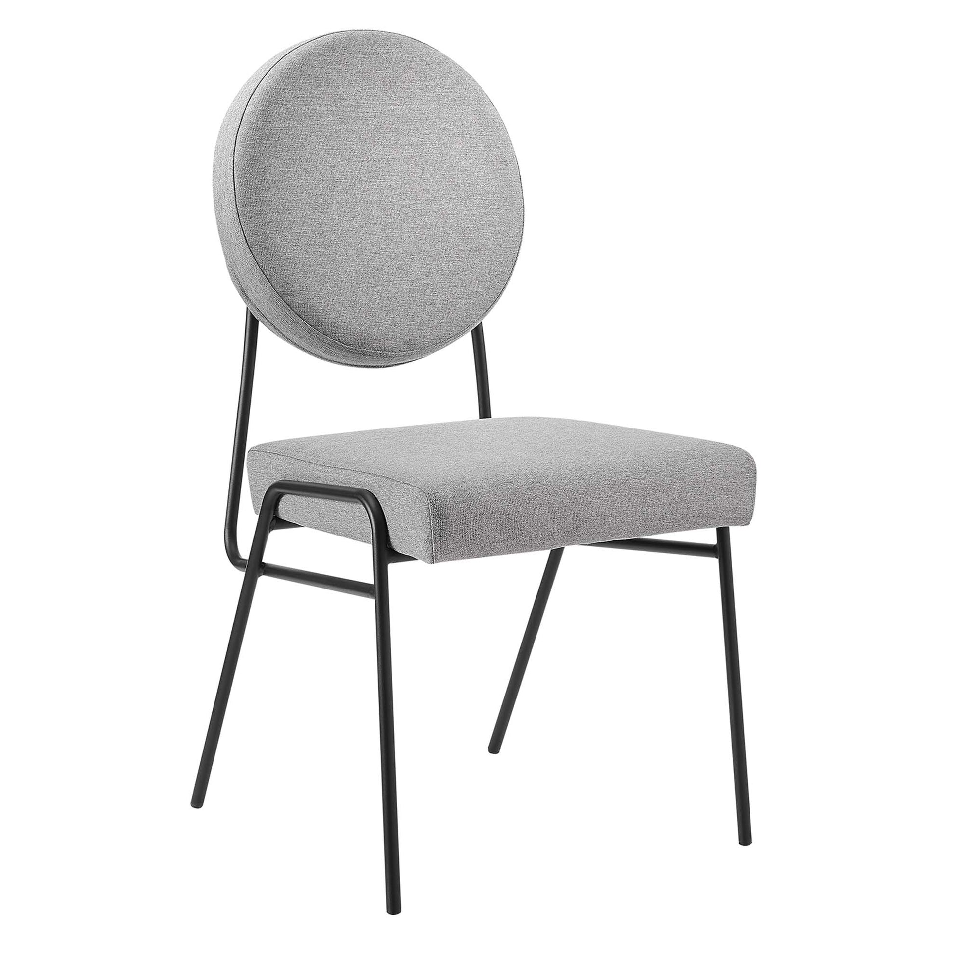 Craft Upholstered Fabric Dining Side Chairs - Set of 2 - Black Light Gray
