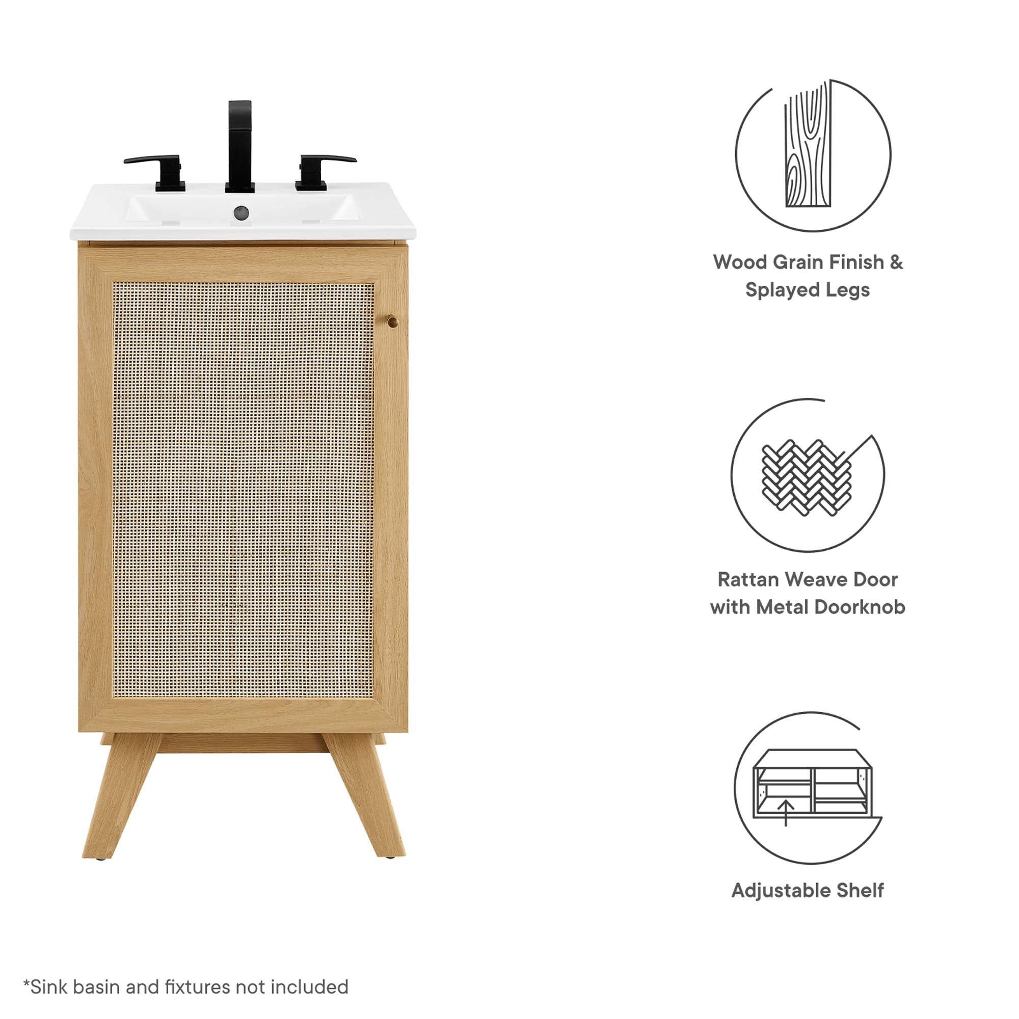 Soma 18" Bathroom Vanity Cabinet (Sink Basin Not Included) - Walnut