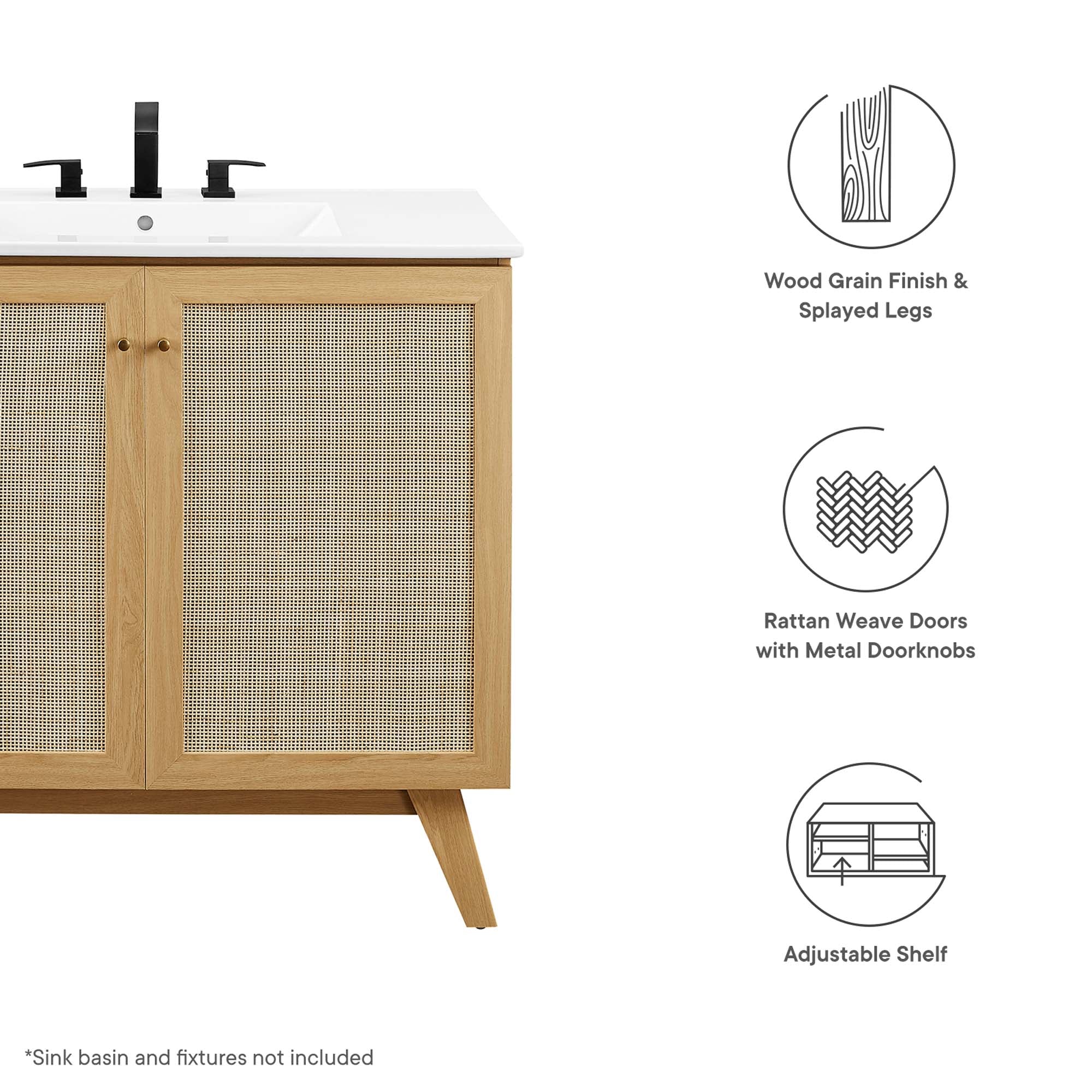 Soma 36" Bathroom Vanity Cabinet (Sink Basin Not Included) - Walnut