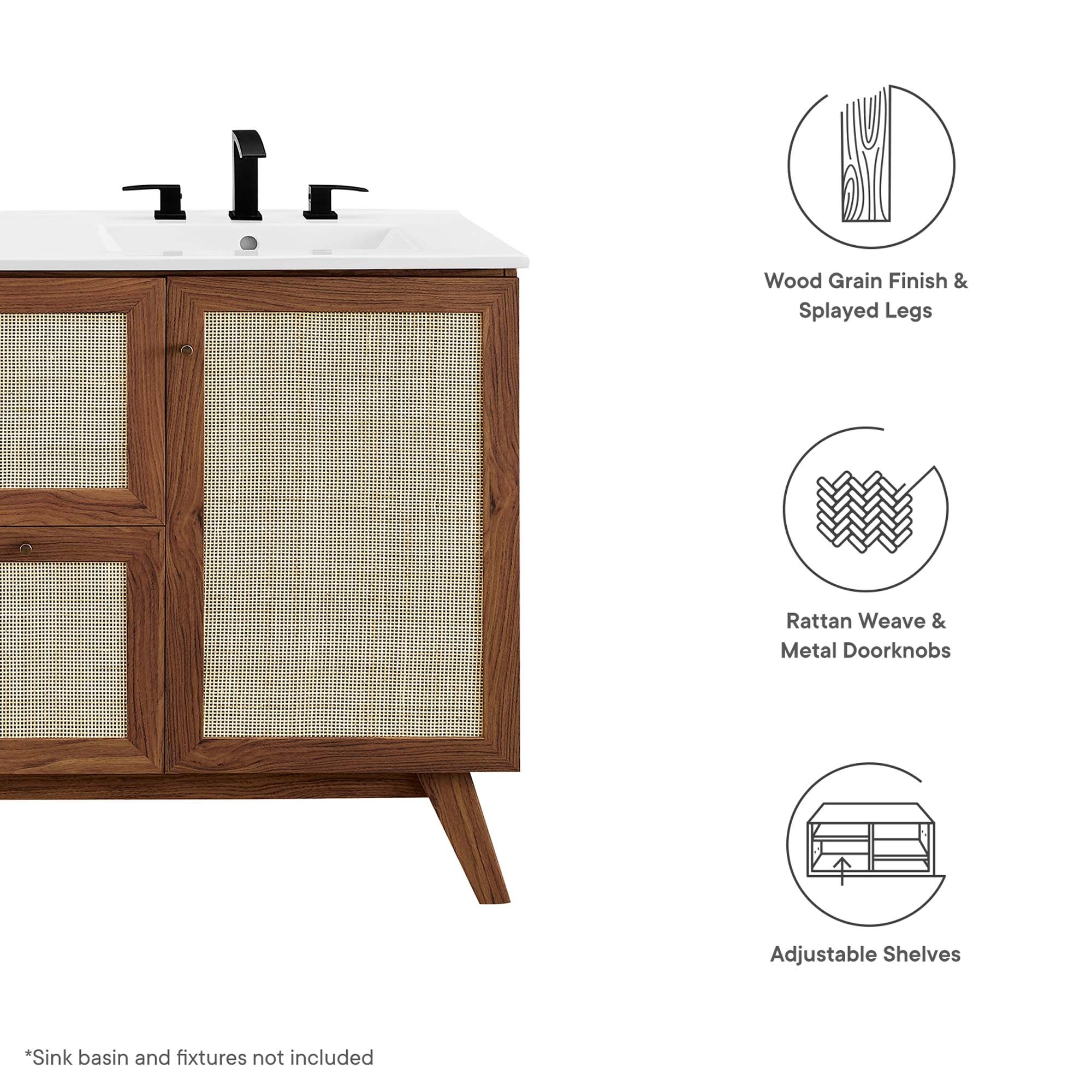 Soma 48" Single or Double Sink Compatible Bathroom Vanity Cabinet (Sink Basin Not Included)
