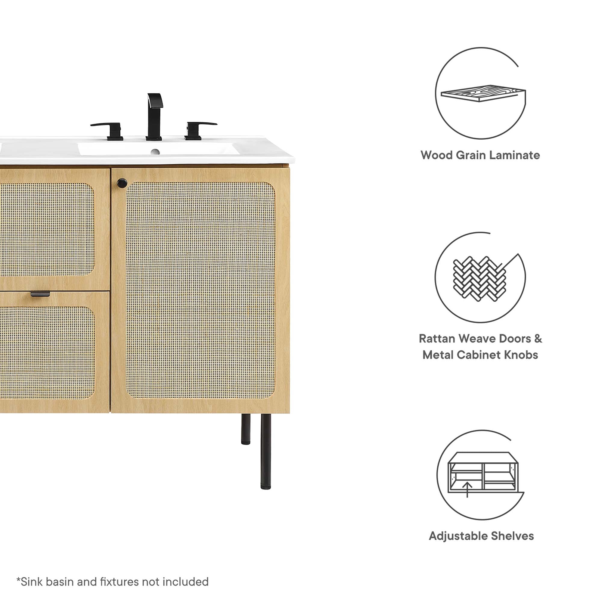 Chaucer 48" Bathroom Vanity Cabinet (Sink Basin Not Included)