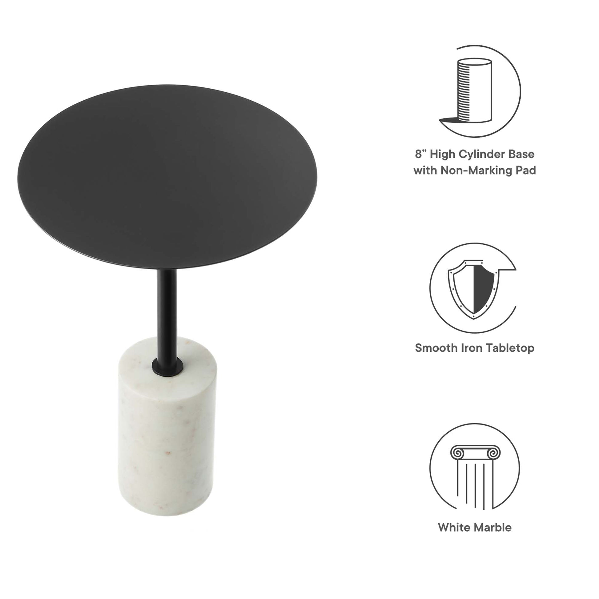 Lyric Round Side Table - White White
