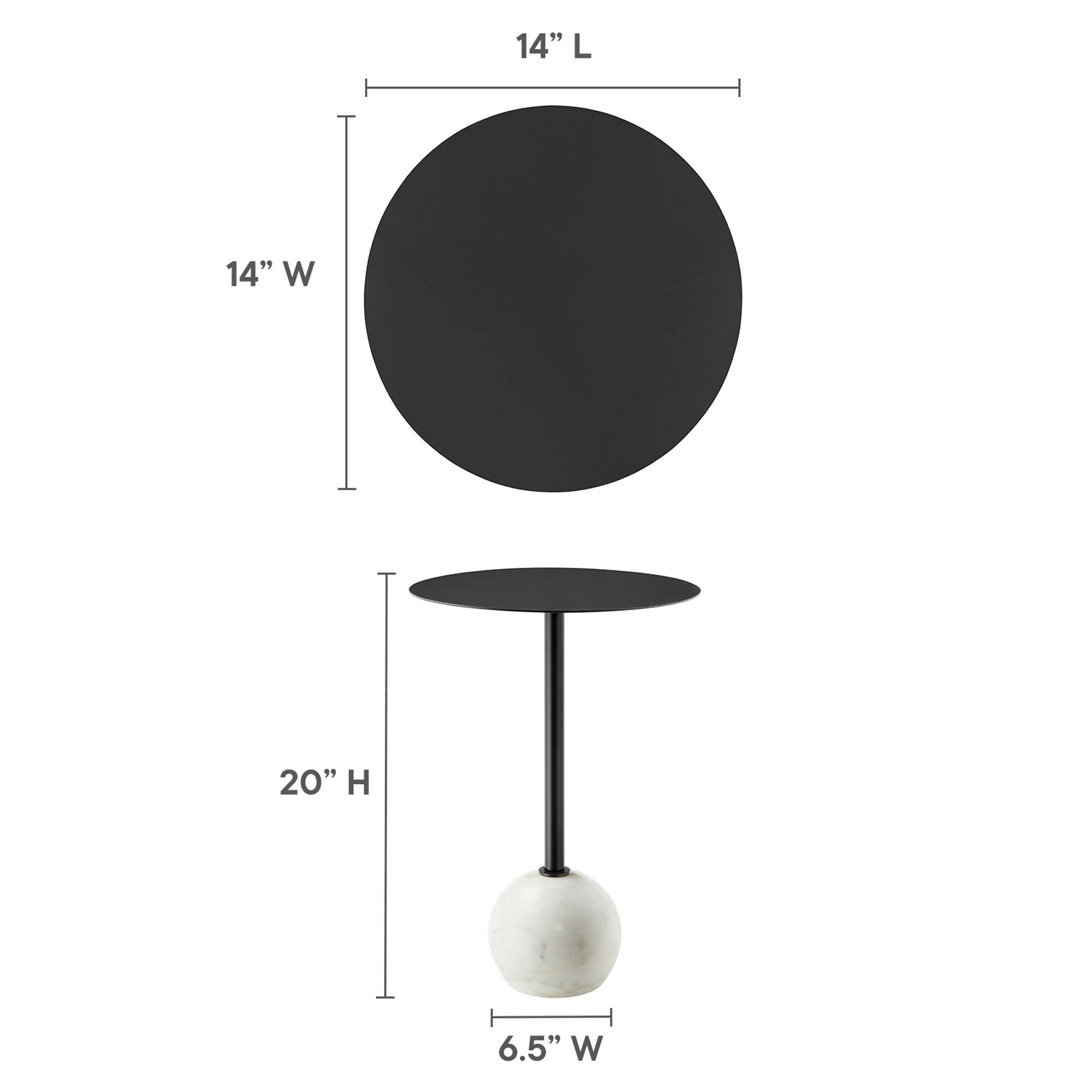 Aliza Round White Marble Side Table - White Brass