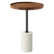 Amina Round Acacia Wood Side Table - White Light Oak