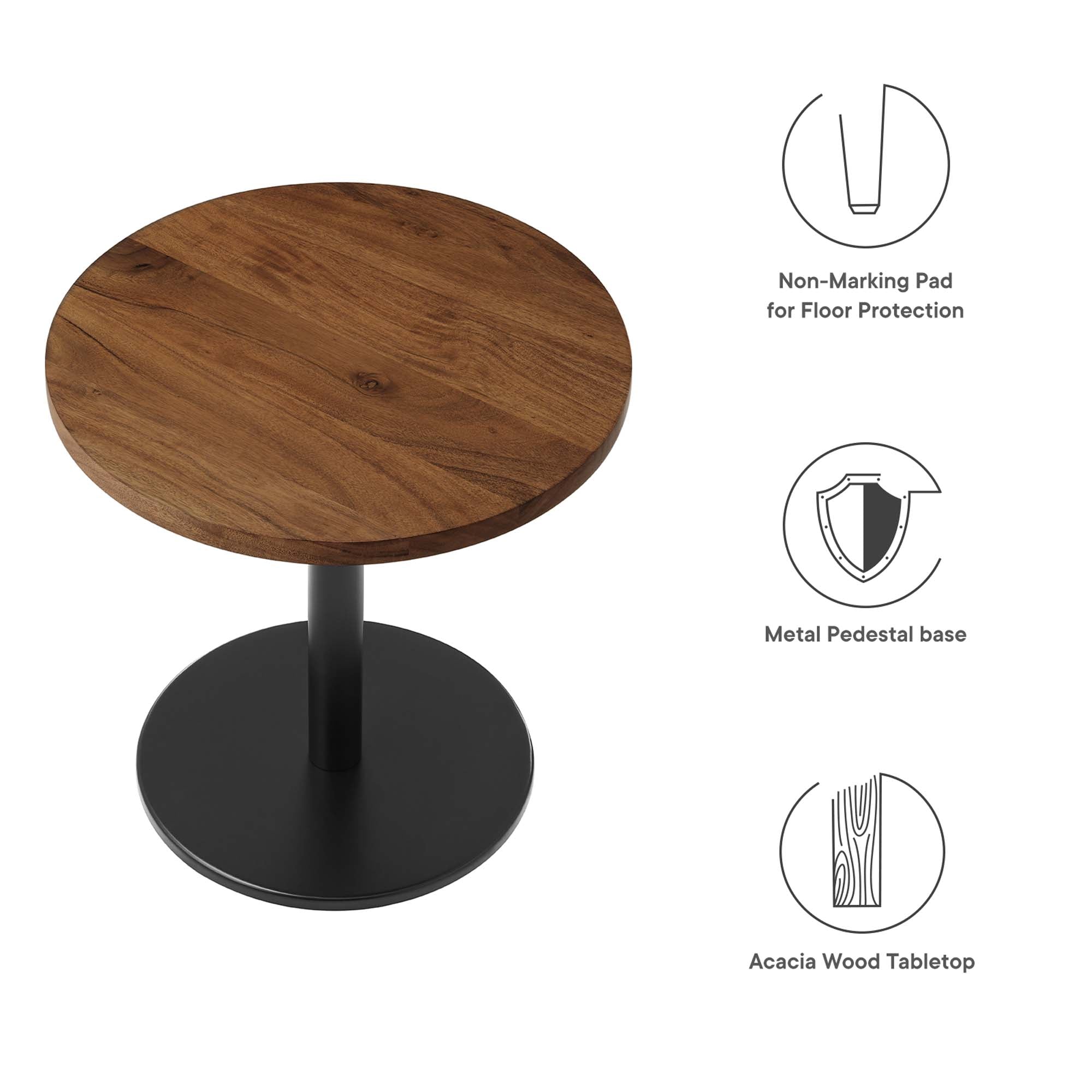 Viva Round Acacia Wood Side Table - Brass Light Oak