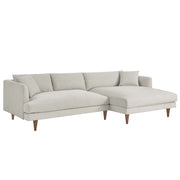 Zoya Right-Facing Down Filled Overstuffed Right Sectional Sofa - Heathered Weave Ivory