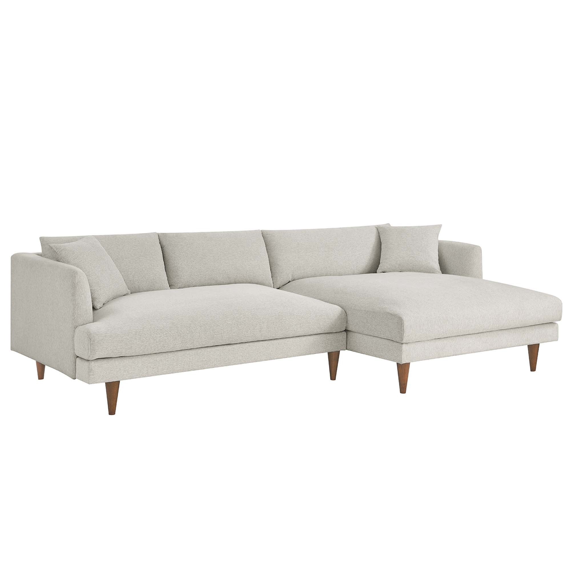 Zoya Right-Facing Down Filled Overstuffed Right Sectional Sofa - Heathered Weave Ivory