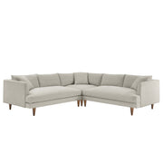 Zoya 3 Piece Down Filled Overstuffed Sectional Sofa - Heathered Weave Ivory