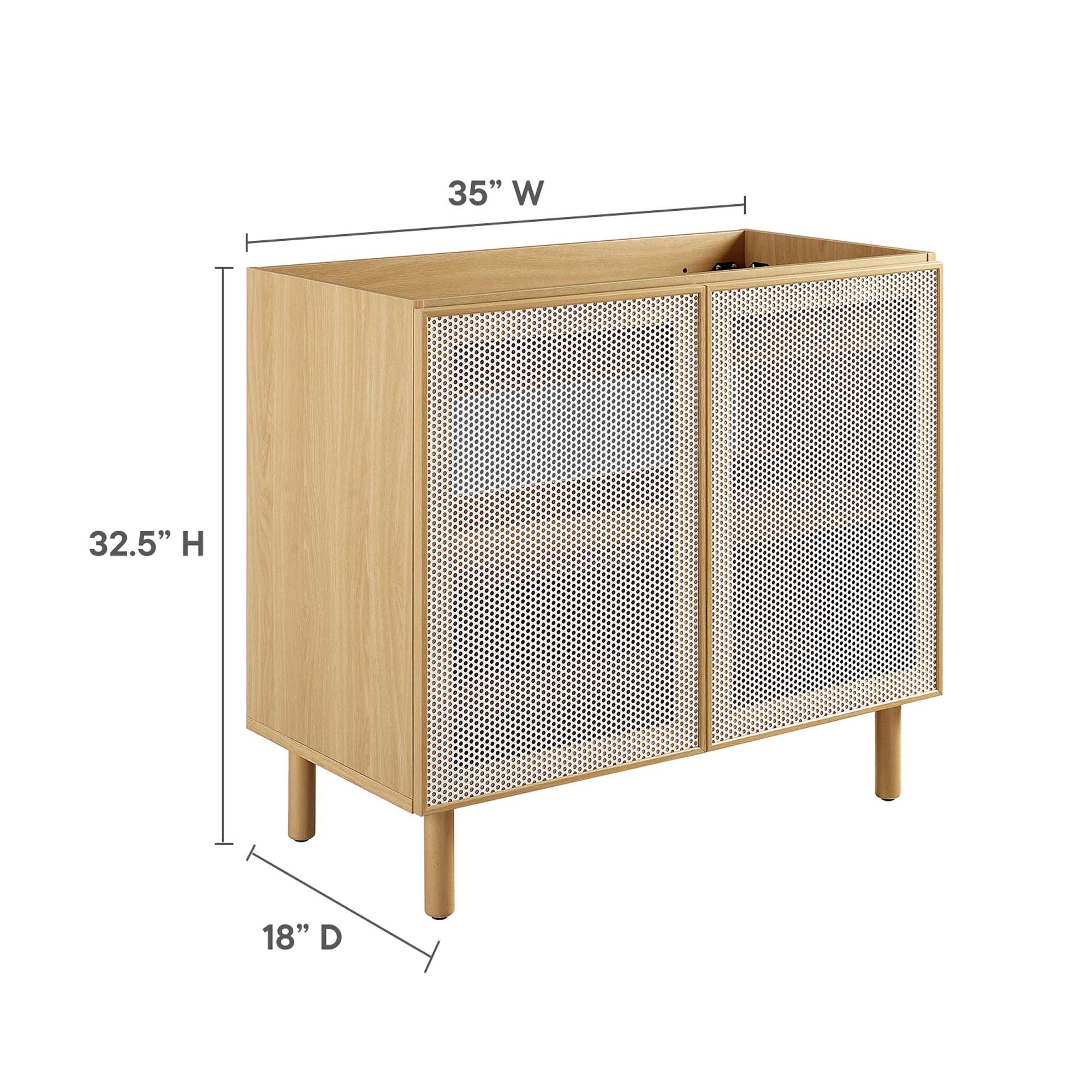 Calla 36" Perforated Metal Bathroom Vanity Cabinet (Sink Basin Not Included) - White