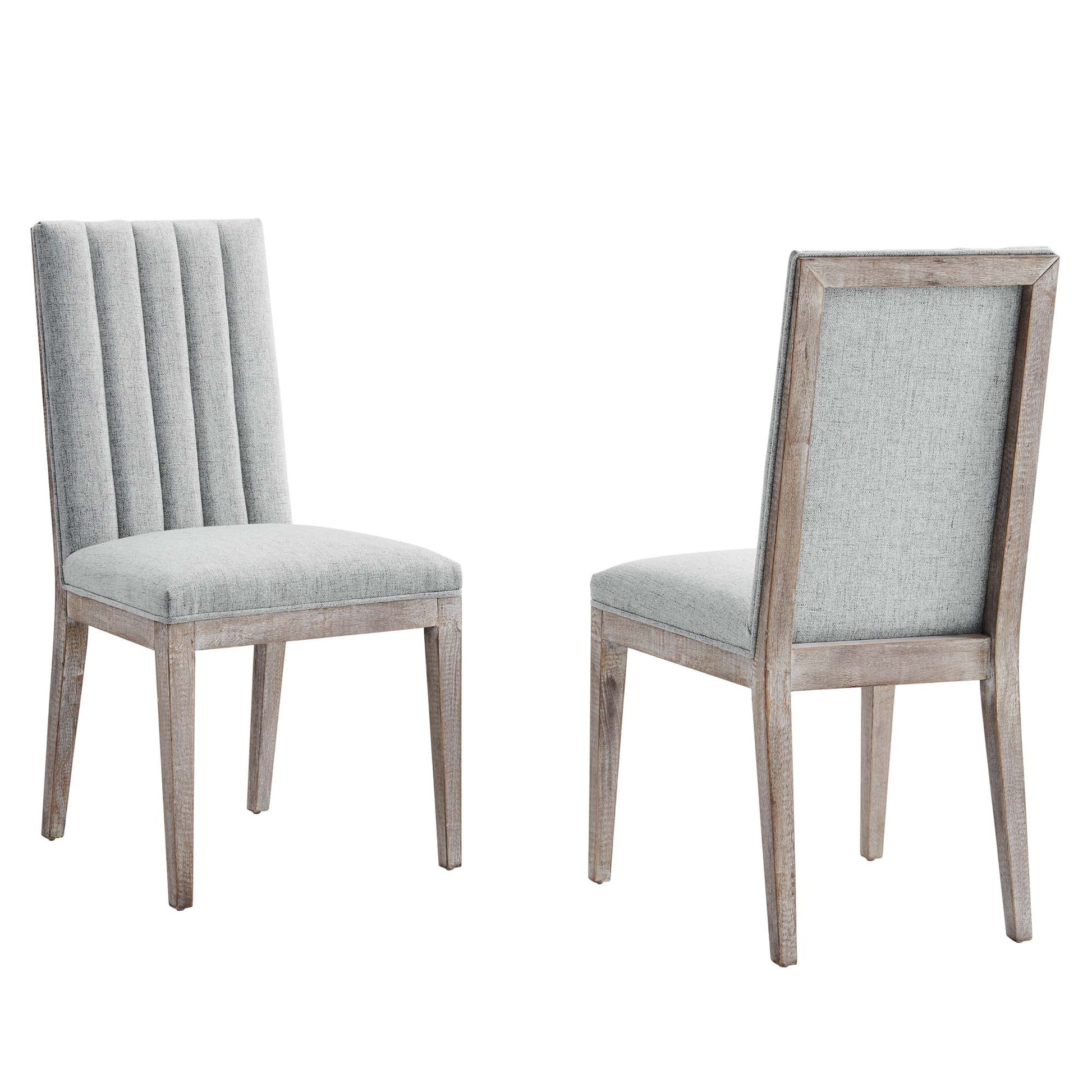 Maisonette French Vintage Tufted Fabric Dining Side Chairs Set of 2 - Light Gray