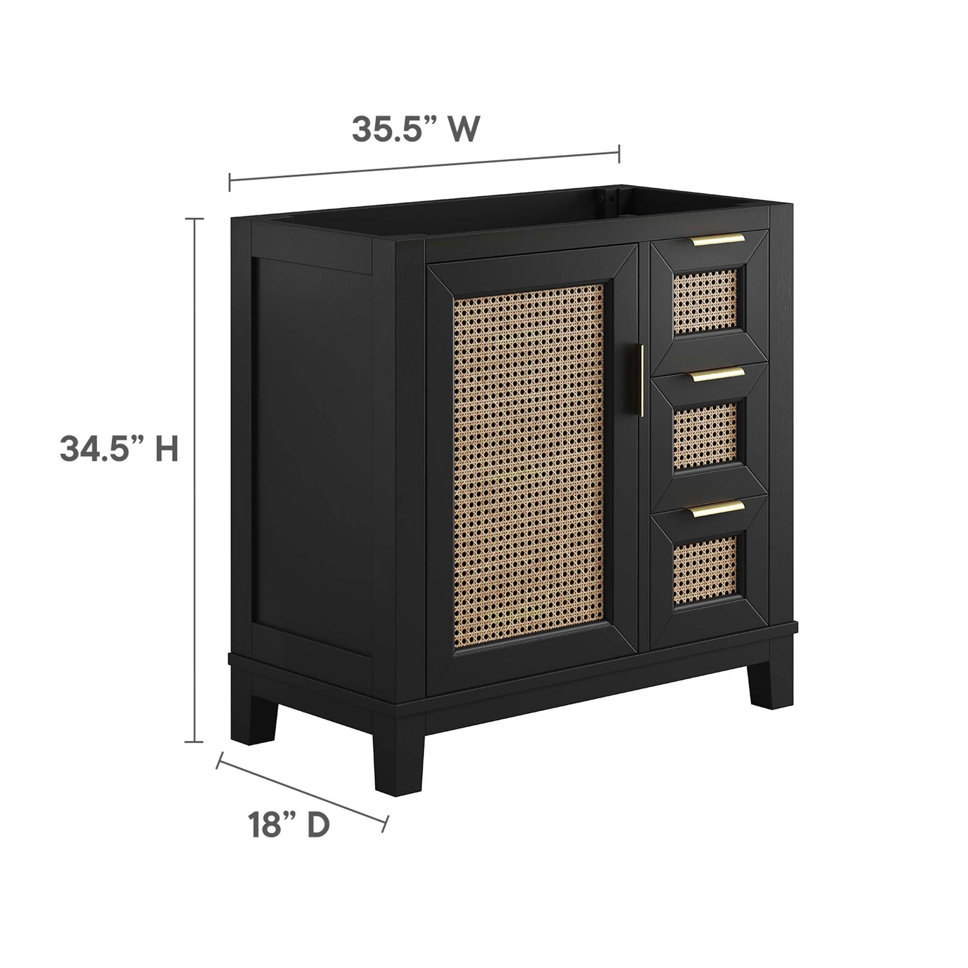 Dixie 36" Solid Wood Bathroom Vanity Cabinet (Sink Basin Not Included)