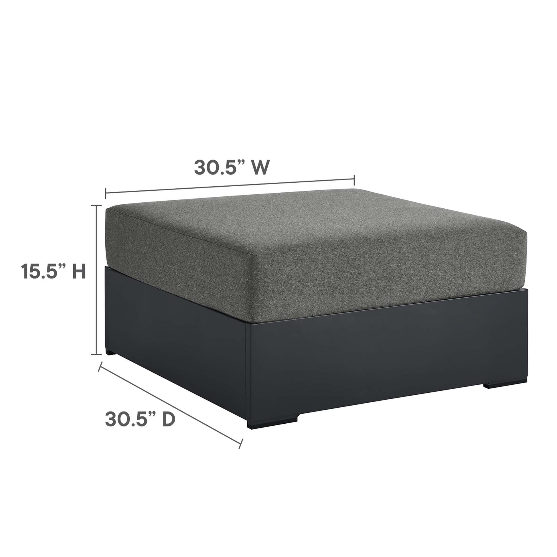 Tahoe Outdoor Patio Powder-Coated Aluminum Ottoman - Gray White