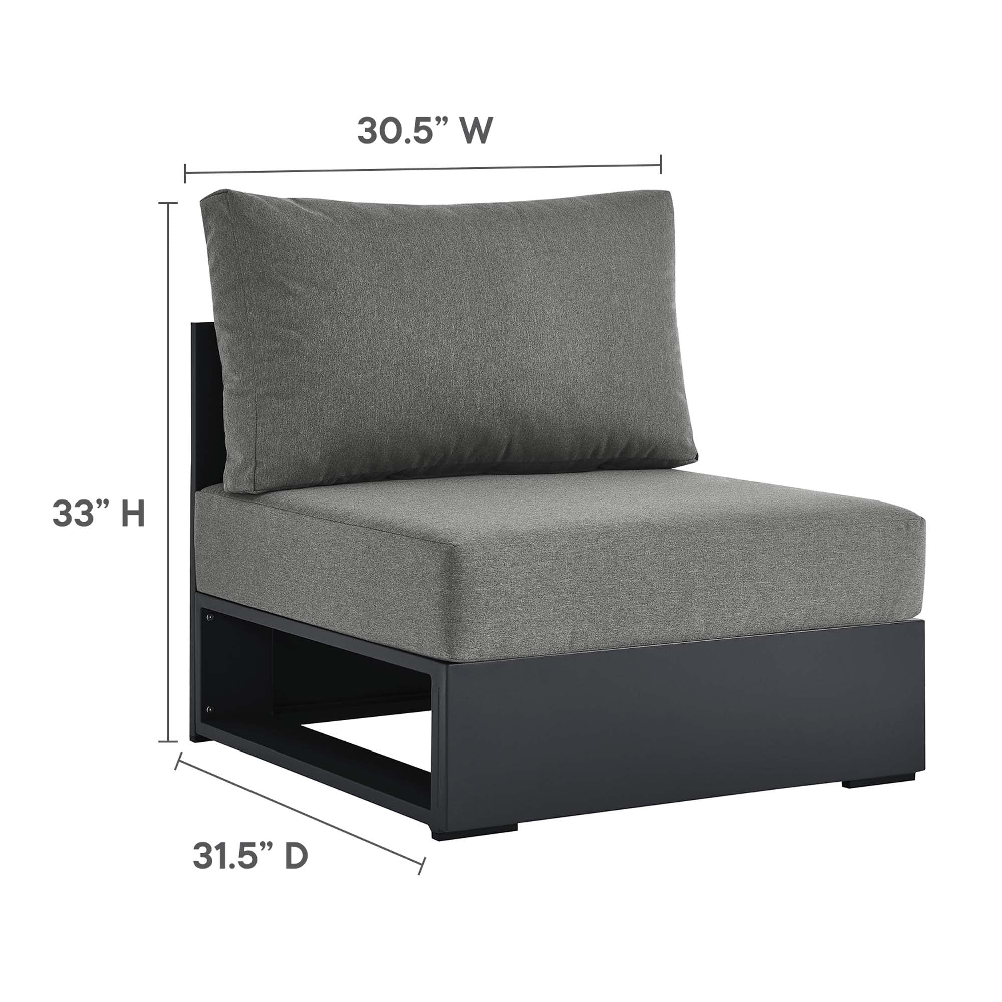 Tahoe Outdoor Patio Powder-Coated Aluminum Modular Armless Chair - Gray White