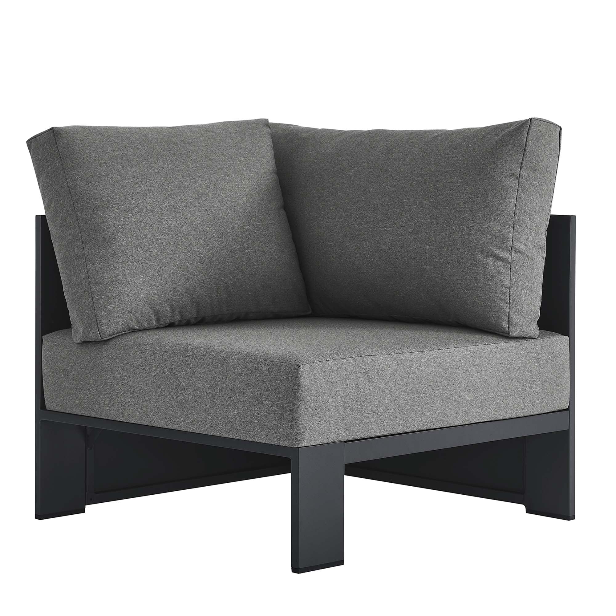 Tahoe Outdoor Patio Powder-Coated Aluminum Modular Corner Chair - Gray Charcoal