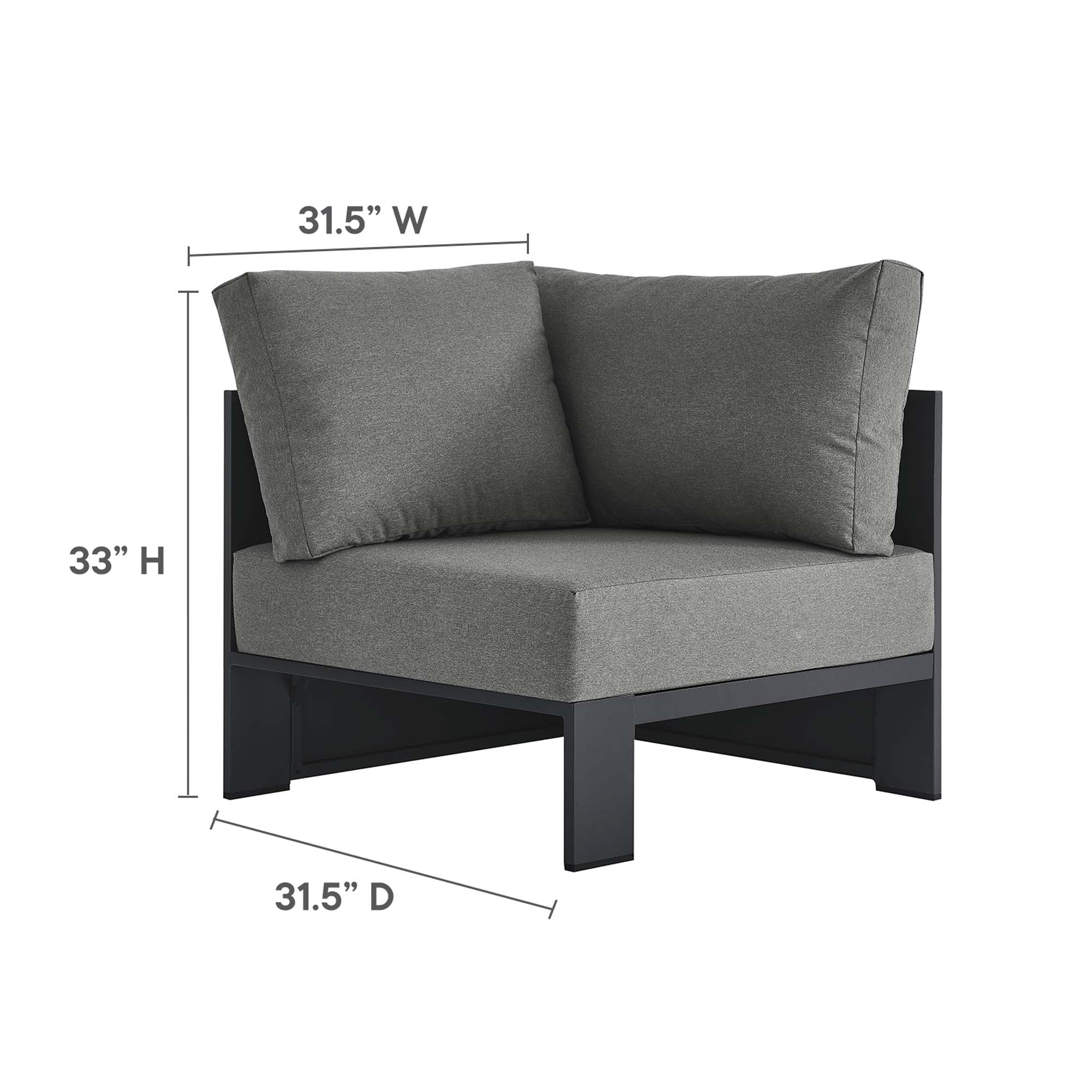 Tahoe Outdoor Patio Powder-Coated Aluminum Modular Corner Chair - Gray Gray