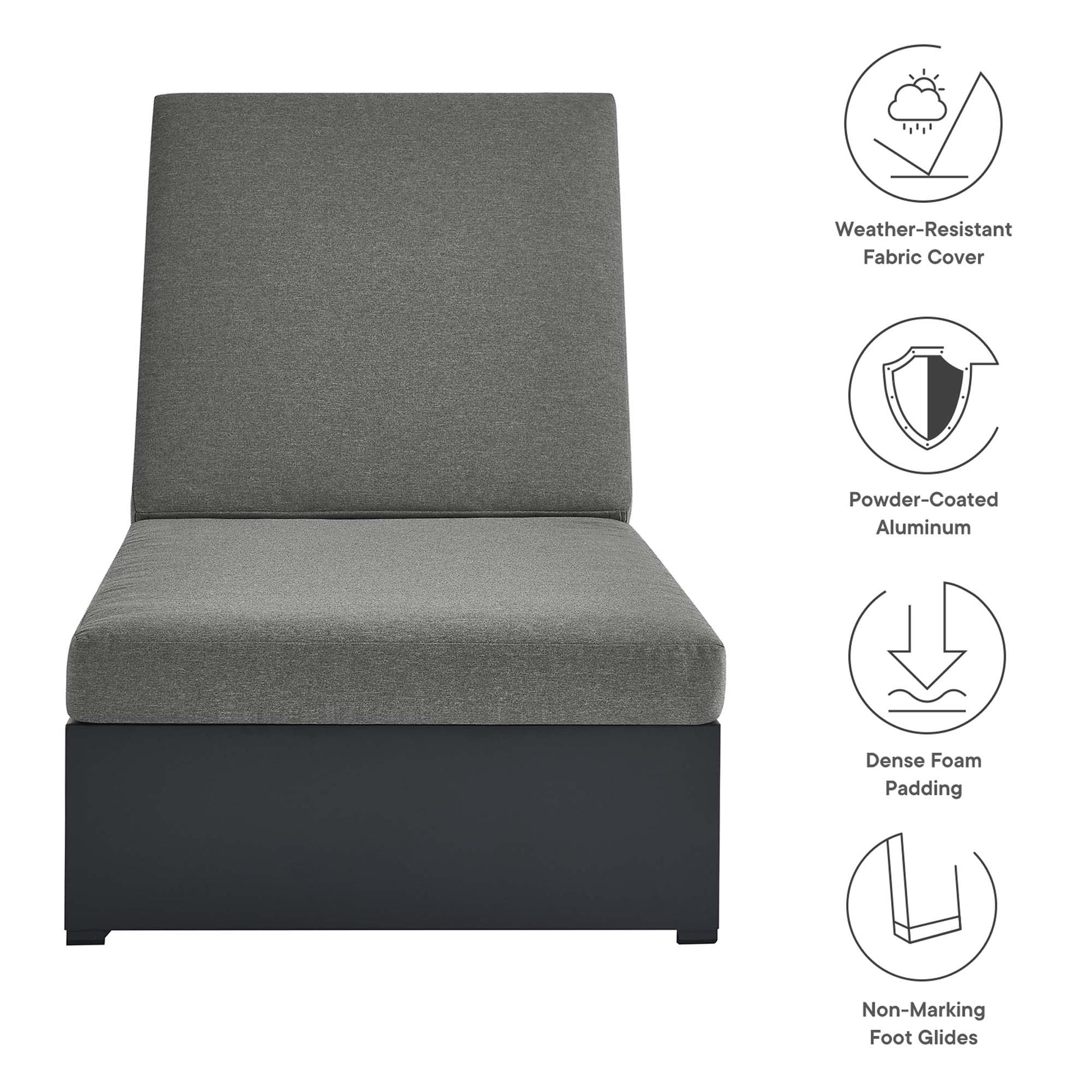 Tahoe Outdoor Patio Powder-Coated Aluminum Chaise Lounge Chair - Gray White