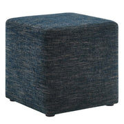 Callum 17" Square Woven Heathered Fabric Upholstered Ottoman - Heathered Weave Azure