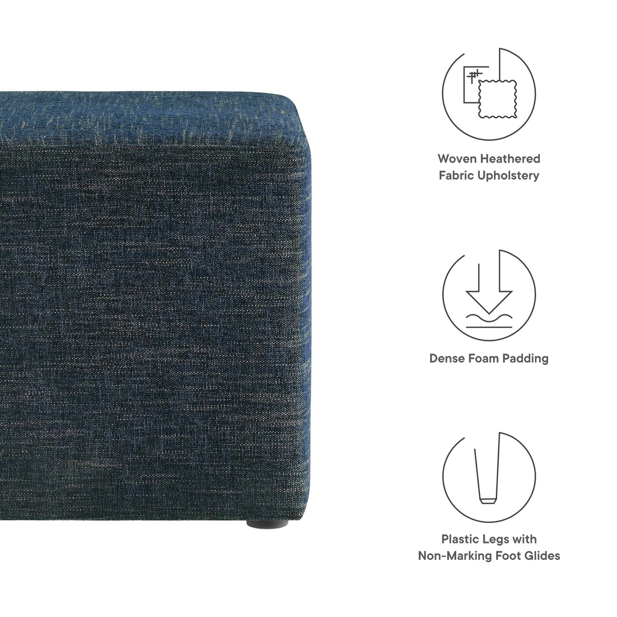 Callum 17" Square Woven Heathered Fabric Upholstered Ottoman - Heathered Weave Light Gray