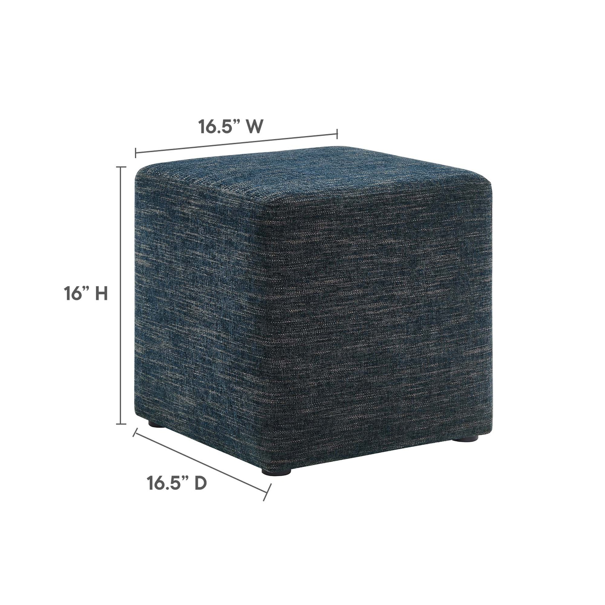Callum 17" Square Woven Heathered Fabric Upholstered Ottoman - Heathered Weave Ivory