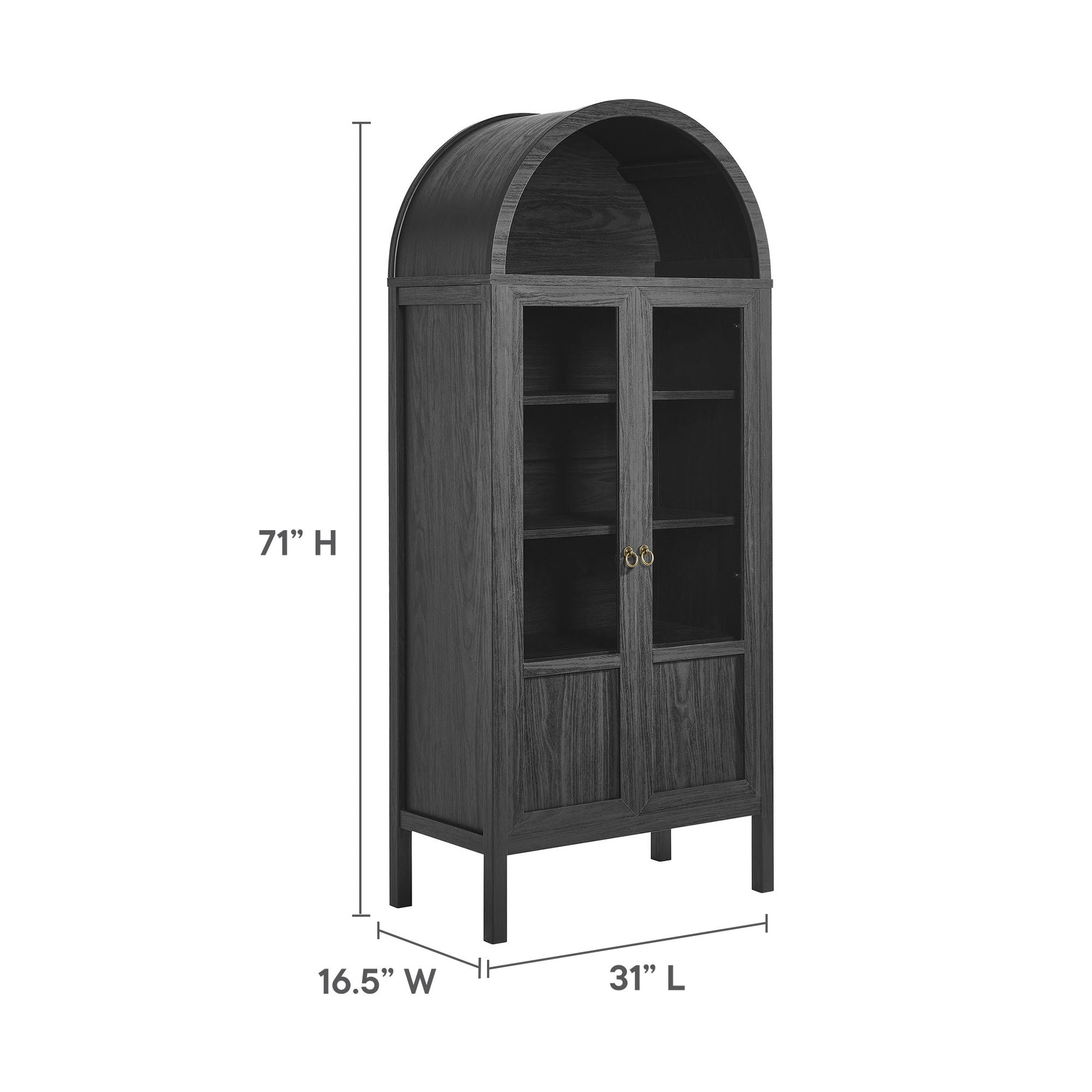Tessa Tall Arched Storage Display Cabinet - Walnut