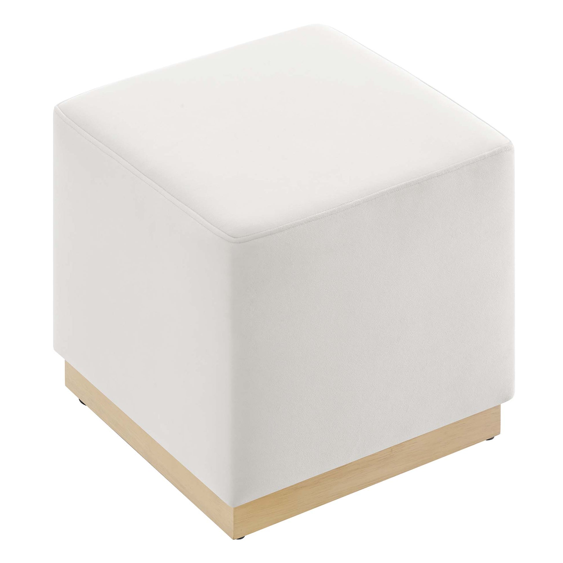 Tilden 17" Square Performance Velvet Upholstered Ottoman - Taupe Natural