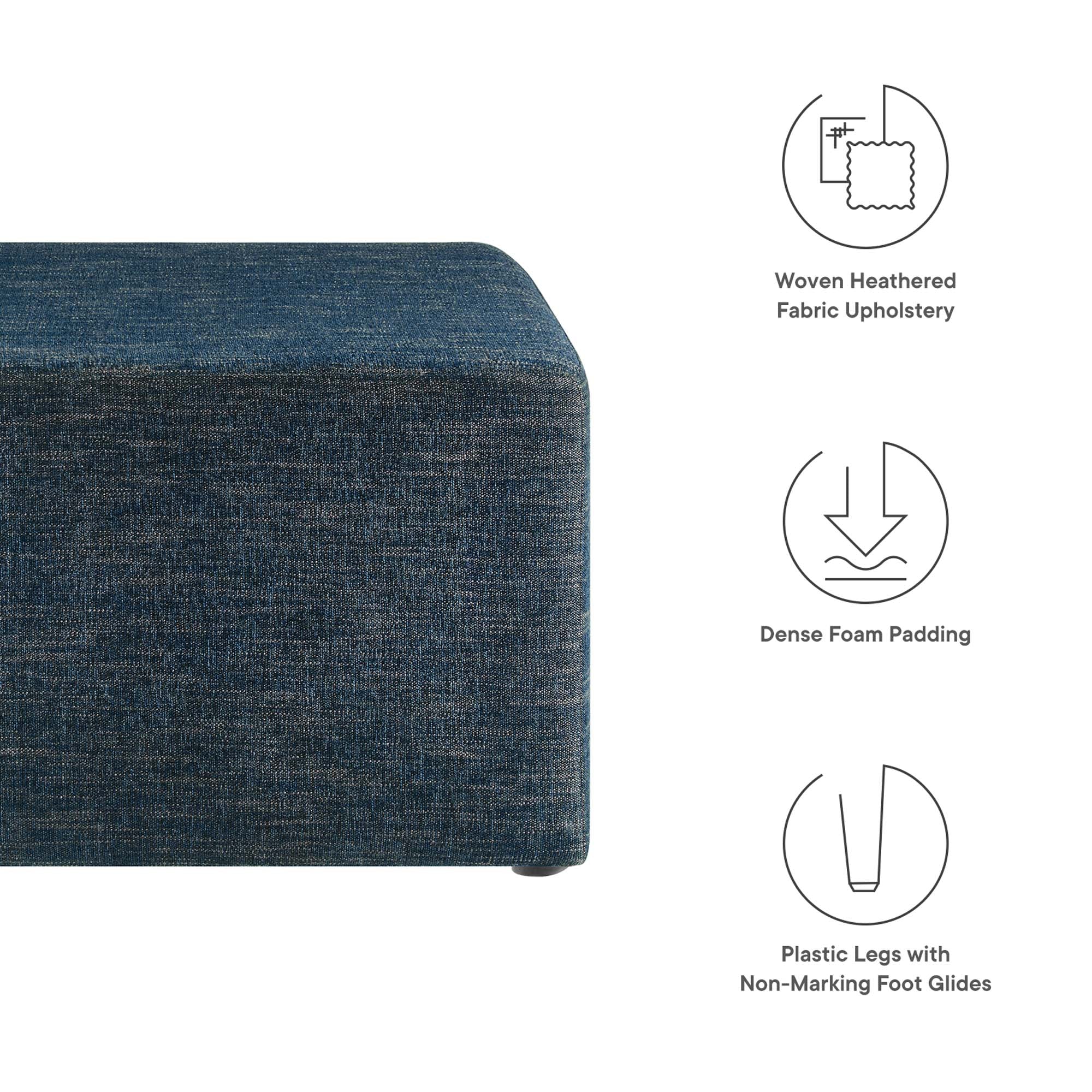 Callum Large 28" Square Woven Heathered Fabric Upholstered Ottoman - Heathered Weave Ivory