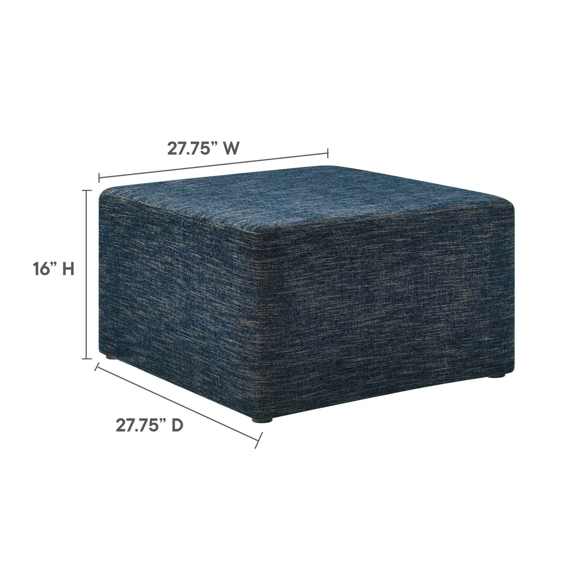 Callum Large 28" Square Woven Heathered Fabric Upholstered Ottoman - Heathered Weave Light Gray
