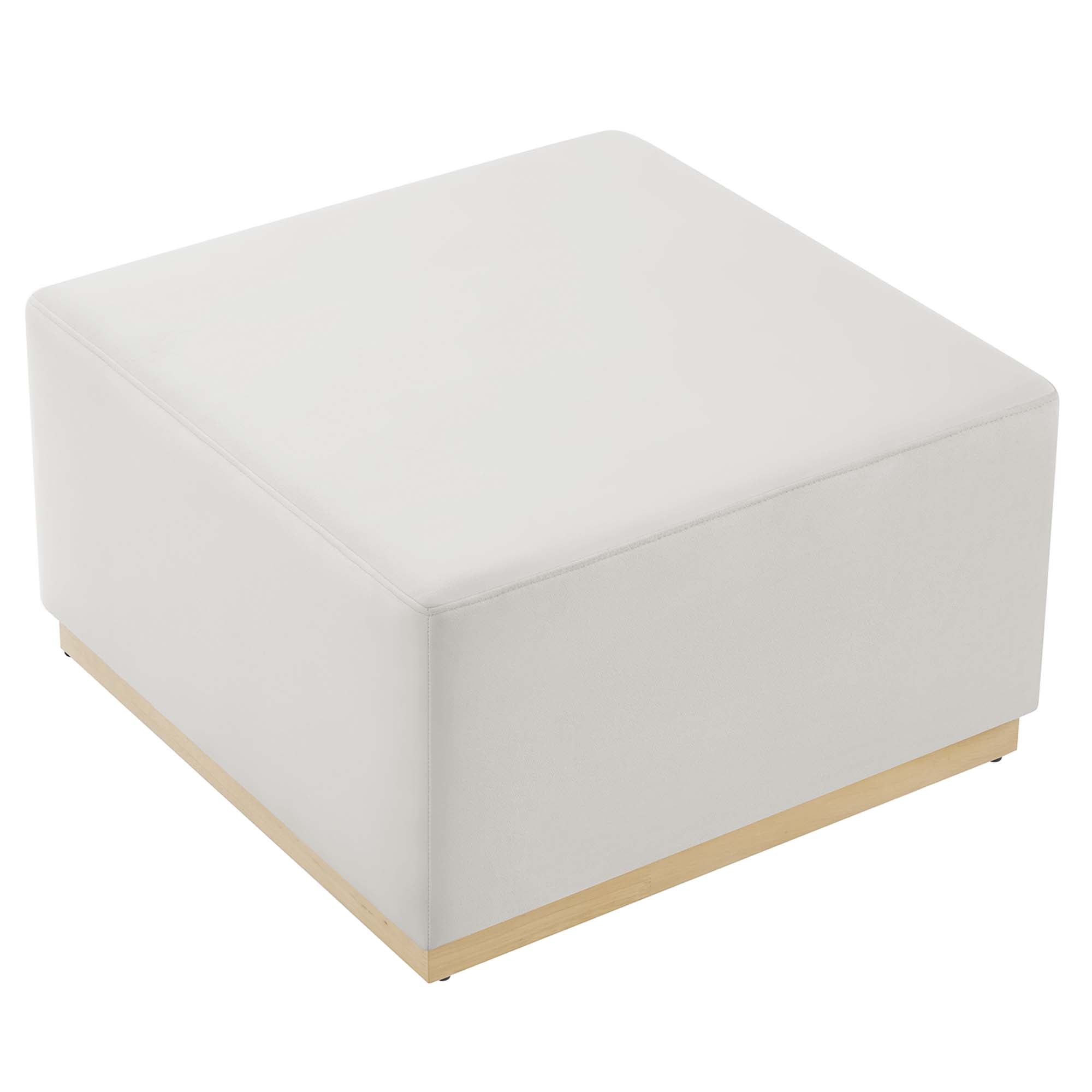 Tilden Large 28" Square Performance Velvet Upholstered Ottoman - Taupe Natural