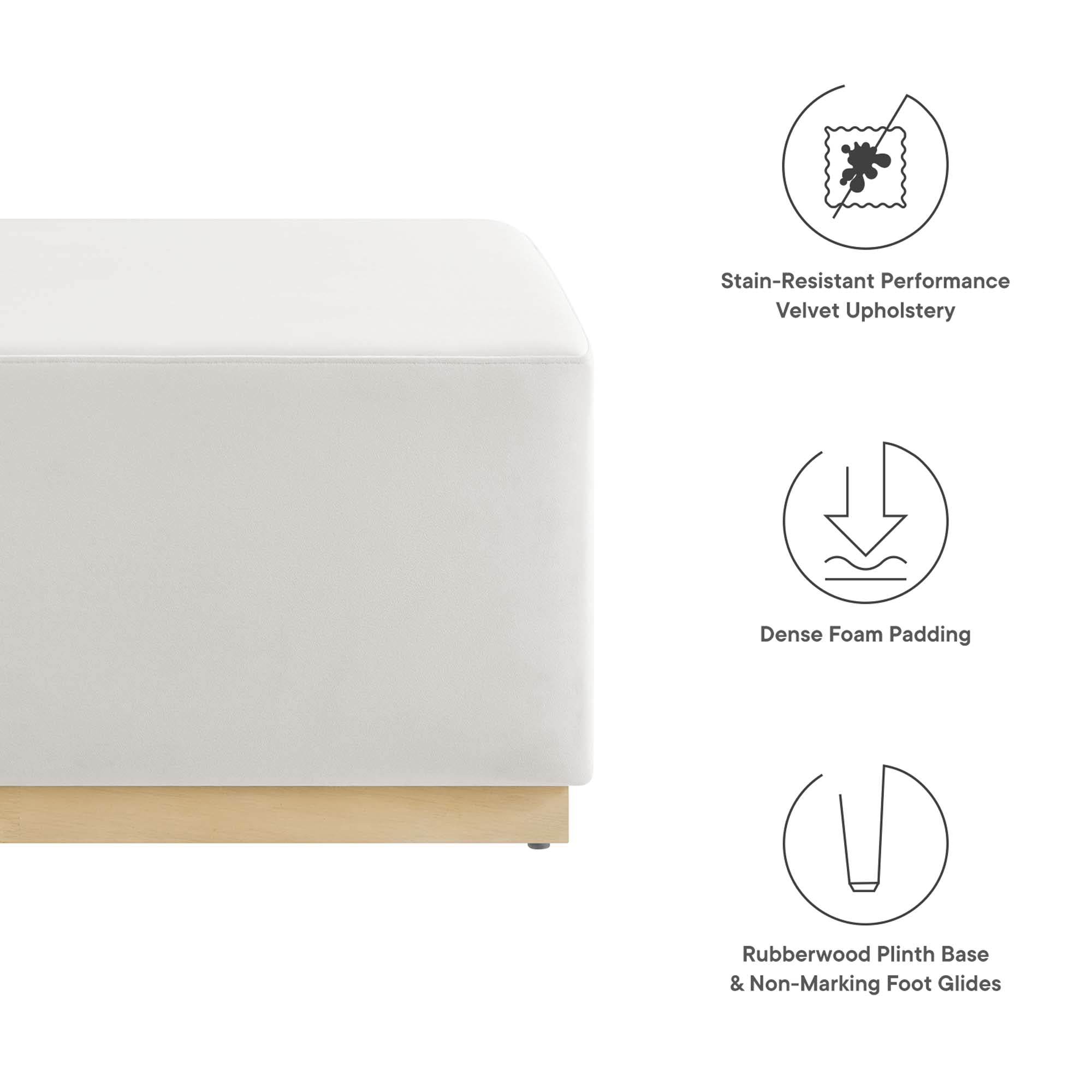Tilden Large 28" Square Performance Velvet Upholstered Ottoman - Cadet Blue Natural