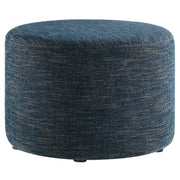 Callum Large 23" Round Woven Heathered Fabric Upholstered Ottoman - Heathered Weave Azure