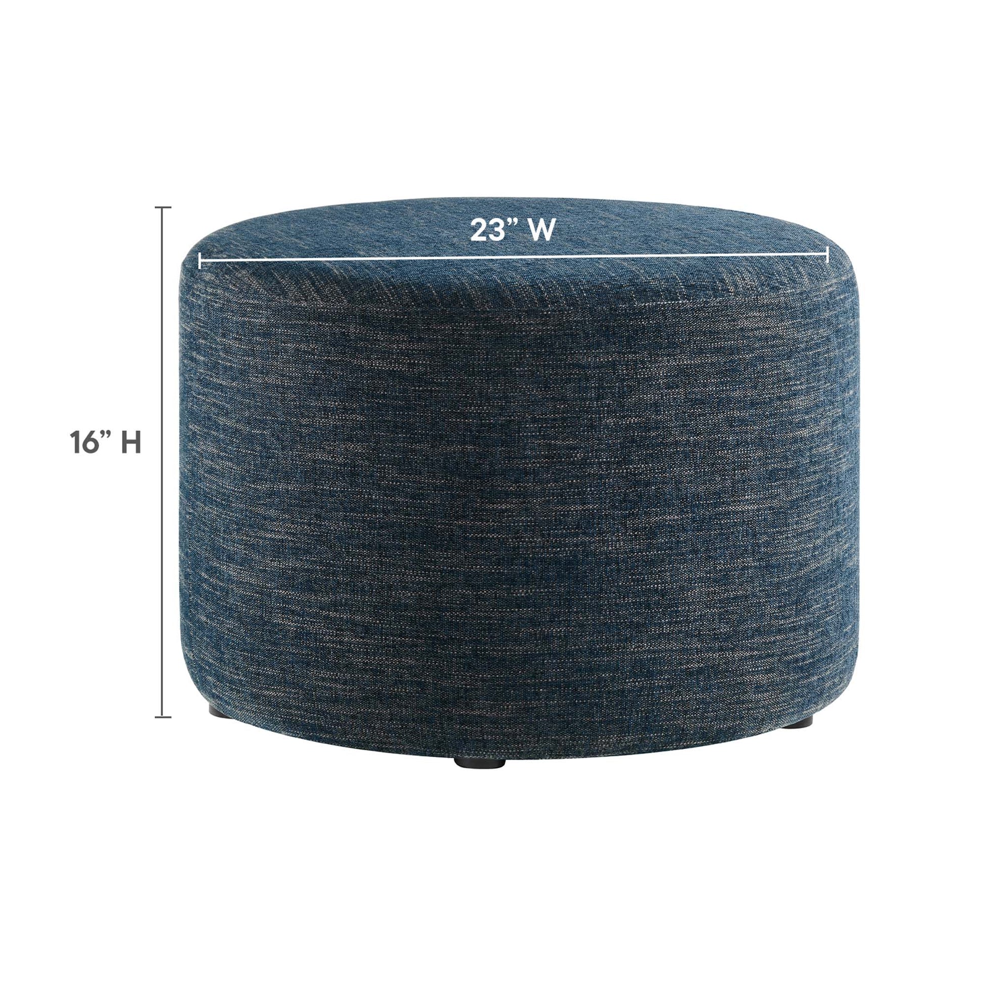 Callum Large 23" Round Woven Heathered Fabric Upholstered Ottoman - Heathered Weave Light Gray