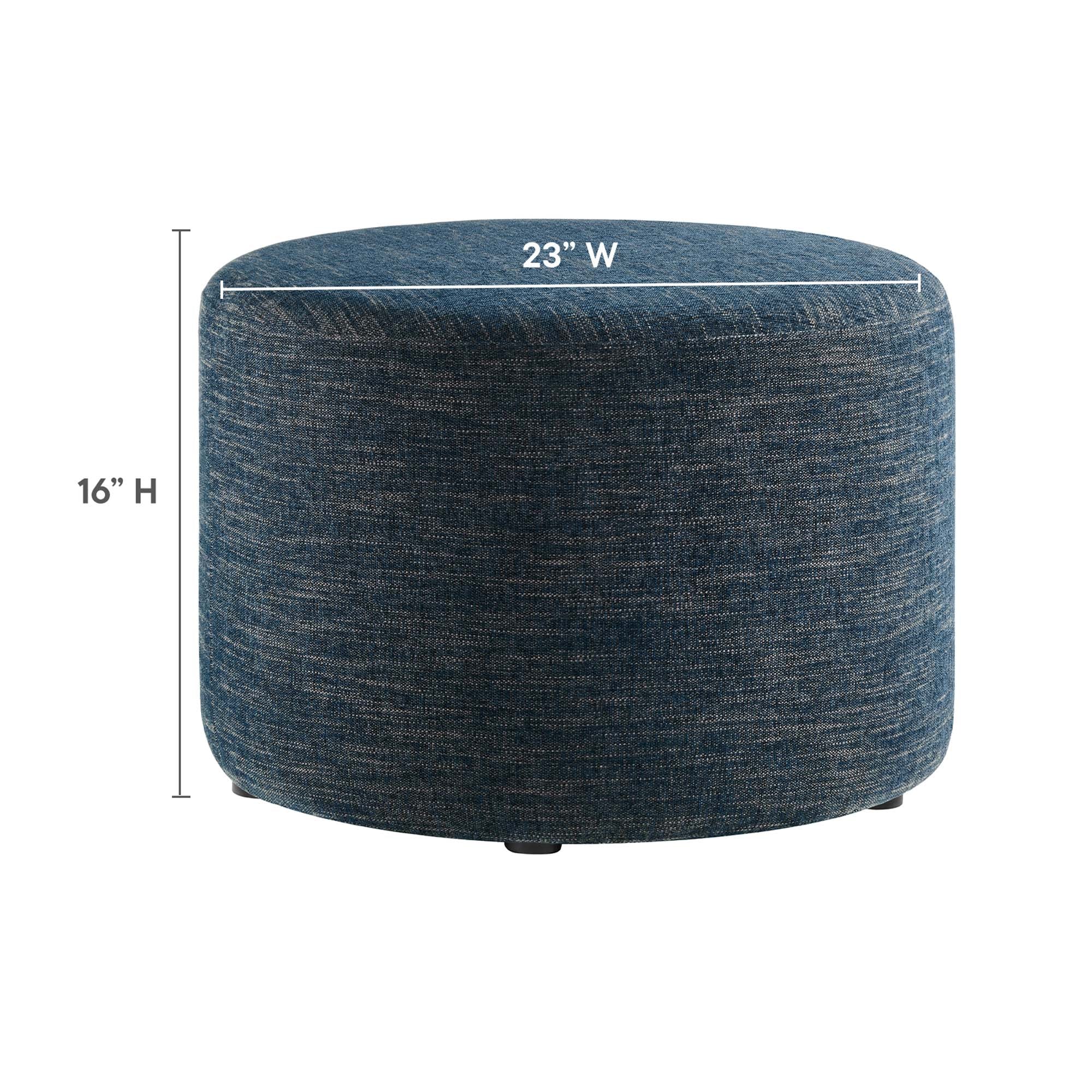 Callum Large 23" Round Woven Heathered Fabric Upholstered Ottoman - Heathered Weave Light Gray